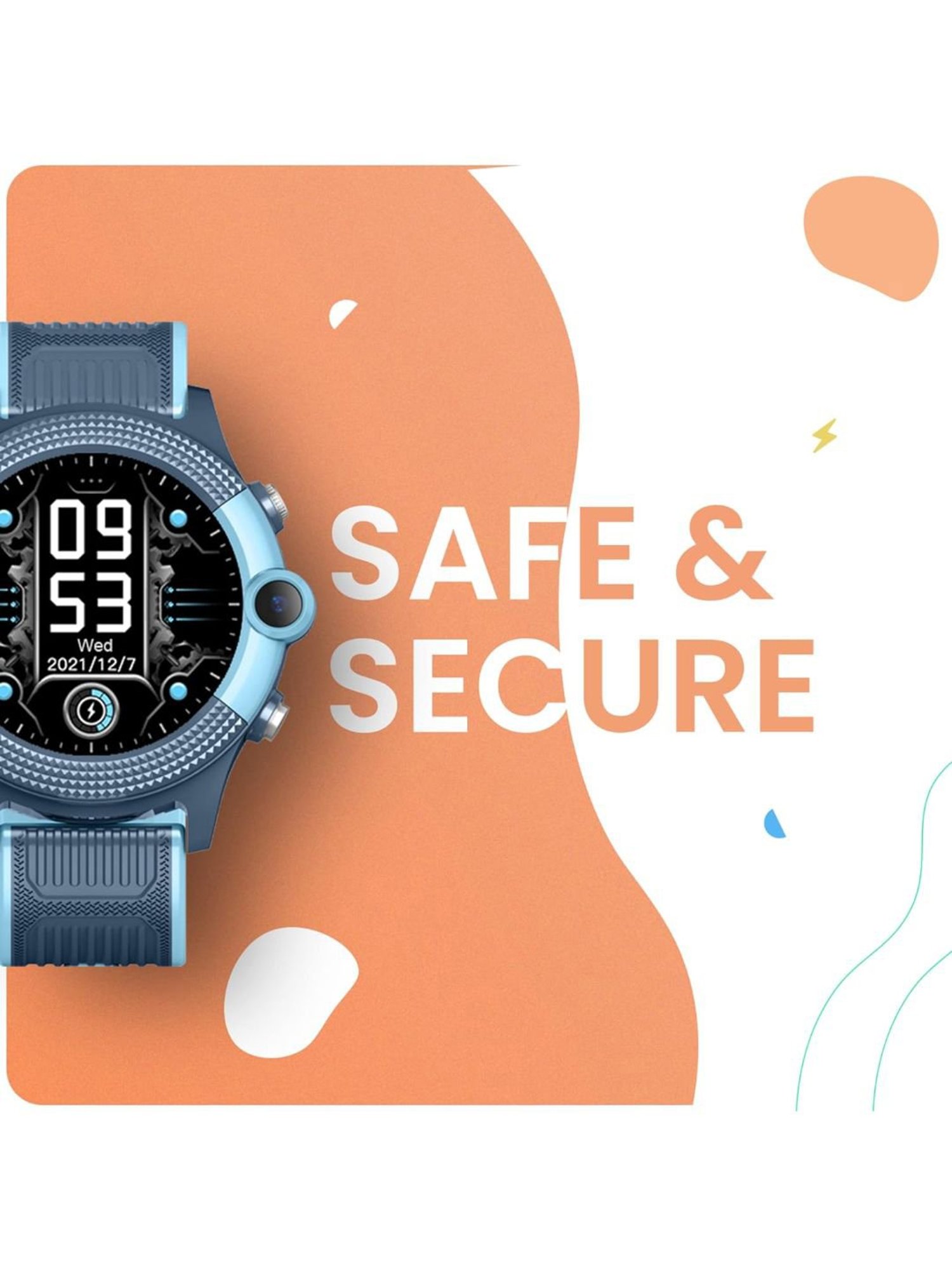 Turet Next Gen LTE 4G Smartwatch for Kids with Voice & Video Call, SOS, HD Camera (Blue)