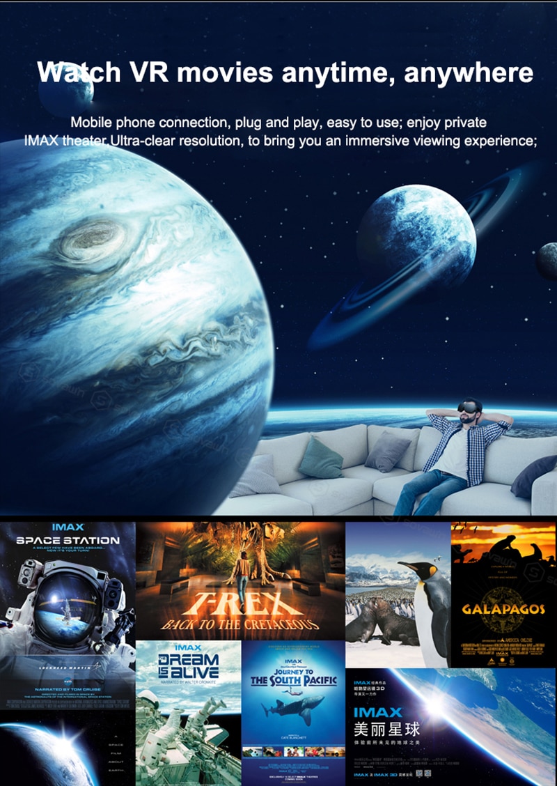 Shinecon VR Headset AI08 Giant Screen Same Screen Stereo Cinema 3D Glasses Pro Virtual Reality VR For iPhone Android Smartphone