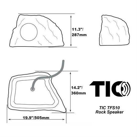 TIC TFS10-SL 8" Professional Outdoor Weather-Resistant Coaxial Rock Speaker (Slate)