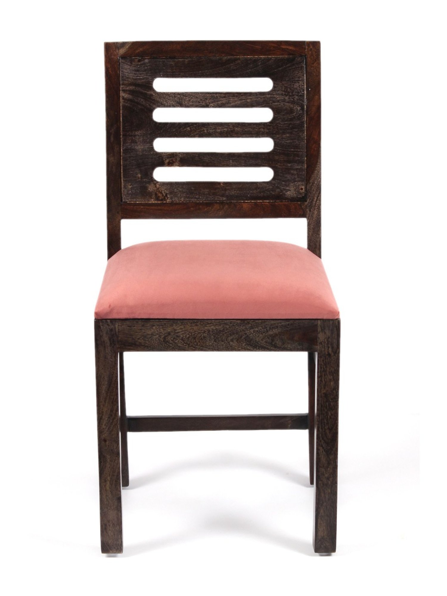 Ikiriya Rosslyn Solid Dark Brown & Pink Wood Dining Chair Mahogany Finish - Set of 2