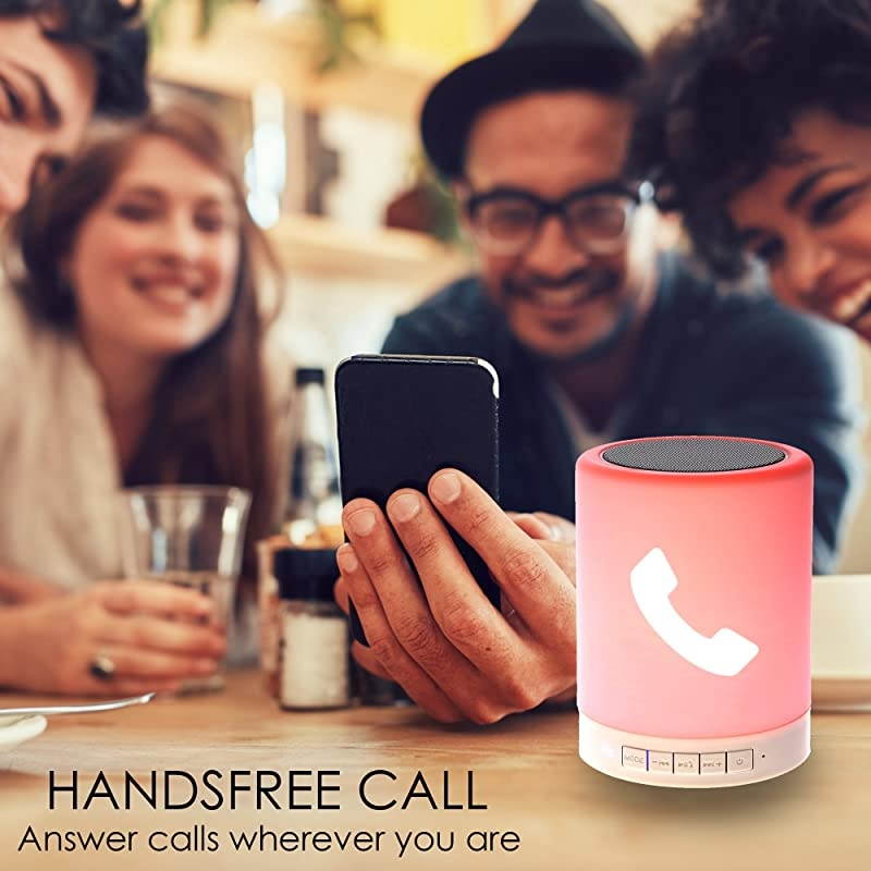 Night Light Bluetooth Speaker Portable Wireless Bluetooth Speakers Touch Control Color LED Speaker Bedside Table Light SpeakerphoneTF CardAUXin Supported White  7