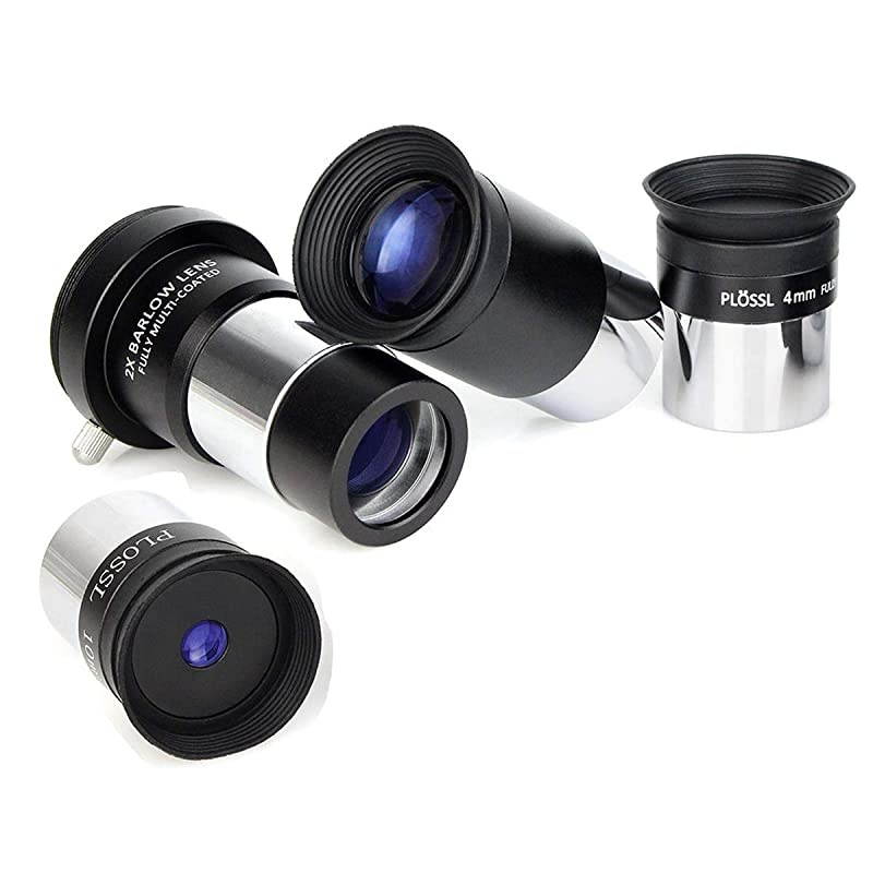 Telescope Eyepiece Multi Coated Telescopes Lens Telescope Accessory Kit with Barlow Lens for Standard 1.25 inches Filter Threads 4mm 10mm 25mm