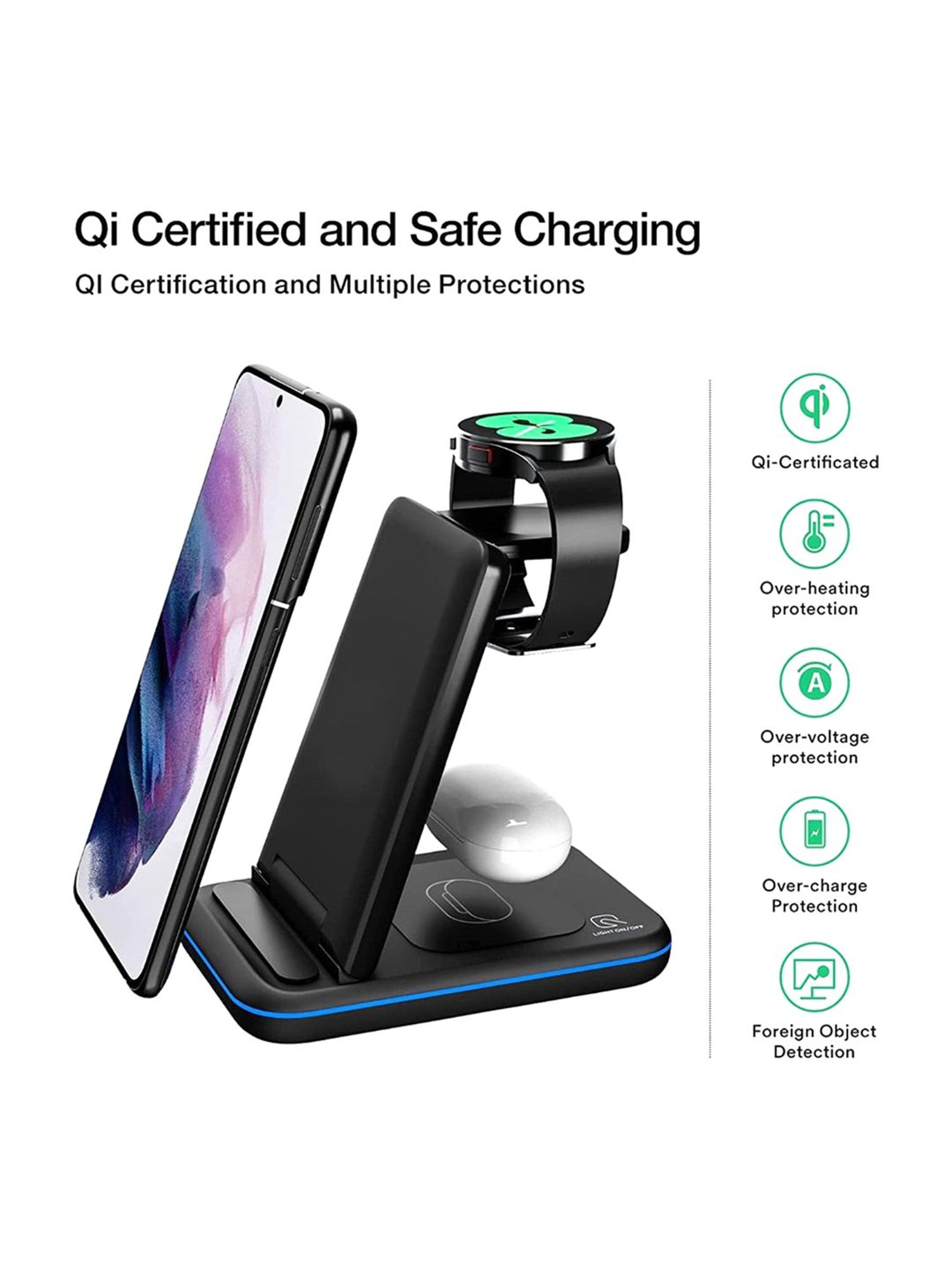 UNIGEN Unidock 350 23W Foldable Wireless Charging Station With QC 18W Adapter (Black)