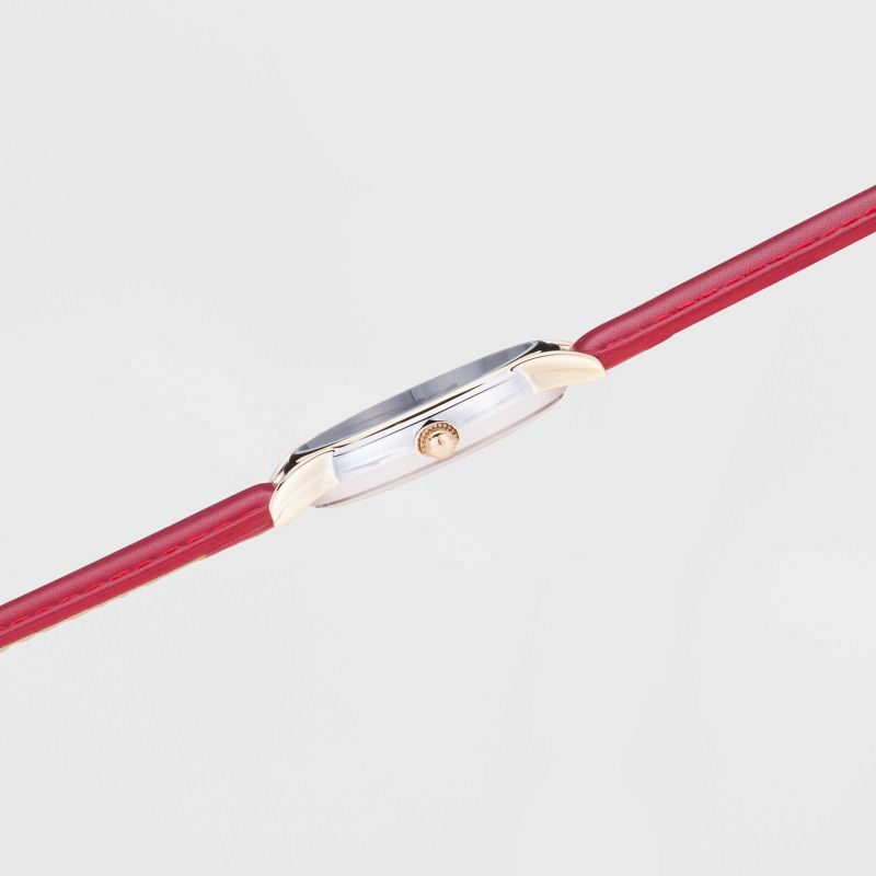 Women's Disney Minnie Mouse Two-Tone Cardiff Leather Strap Watch - Red