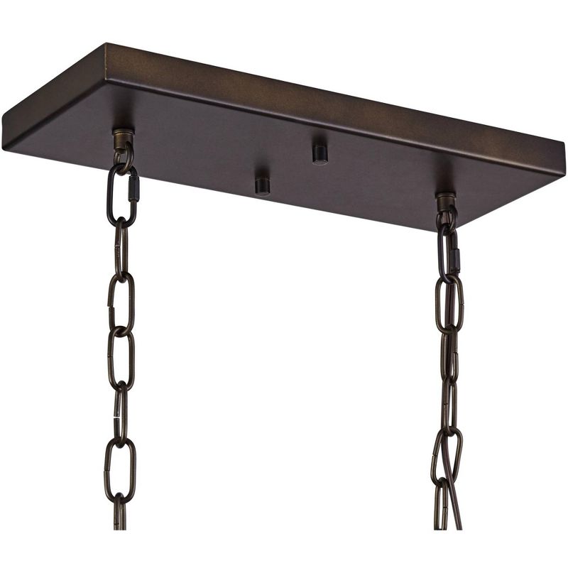 Robert Louis Tiffany Pirro 56" Wide Bronze Alfred Geometric Kitchen Island Light