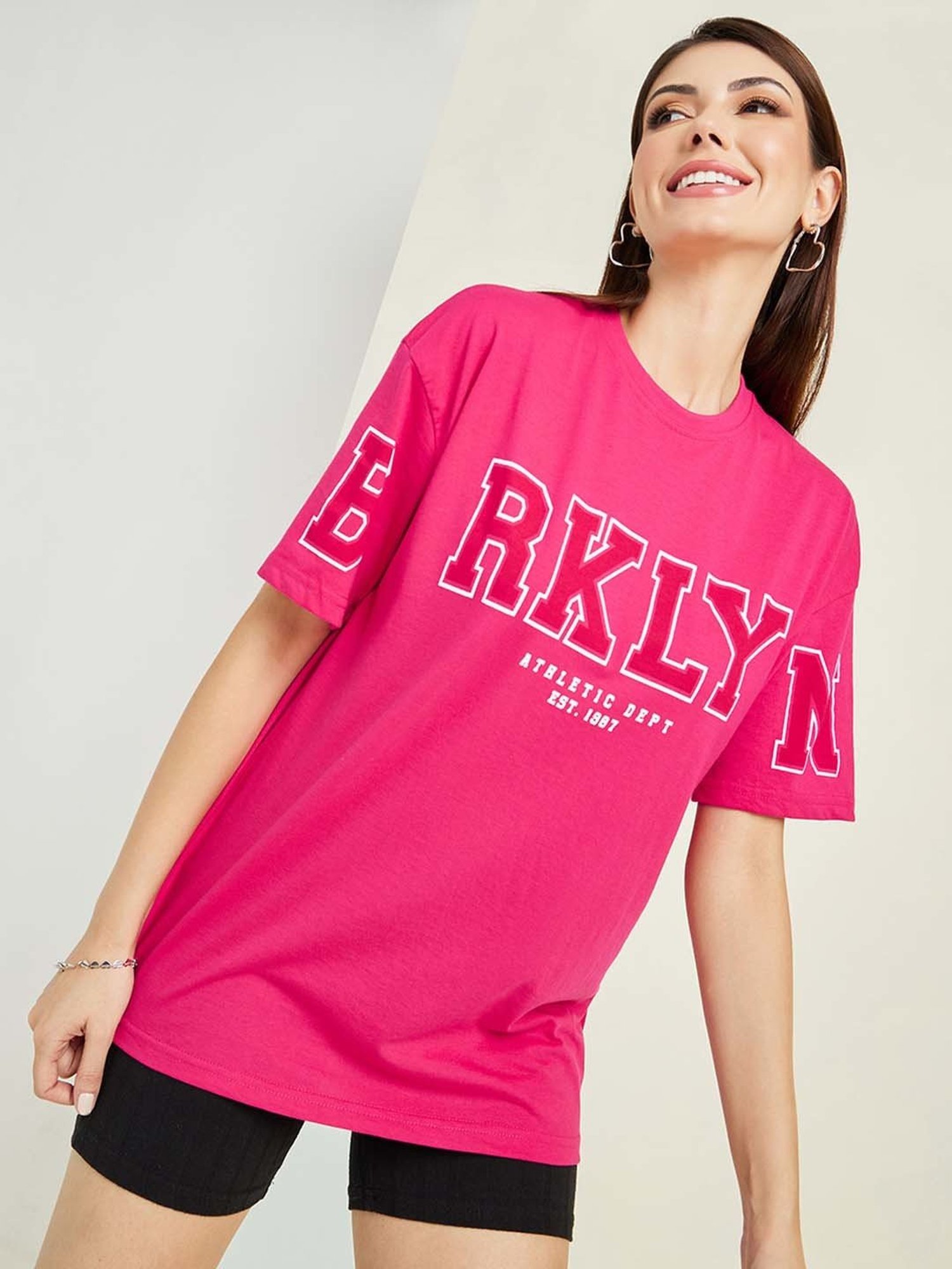 Styli Pink Printed T-Shirt