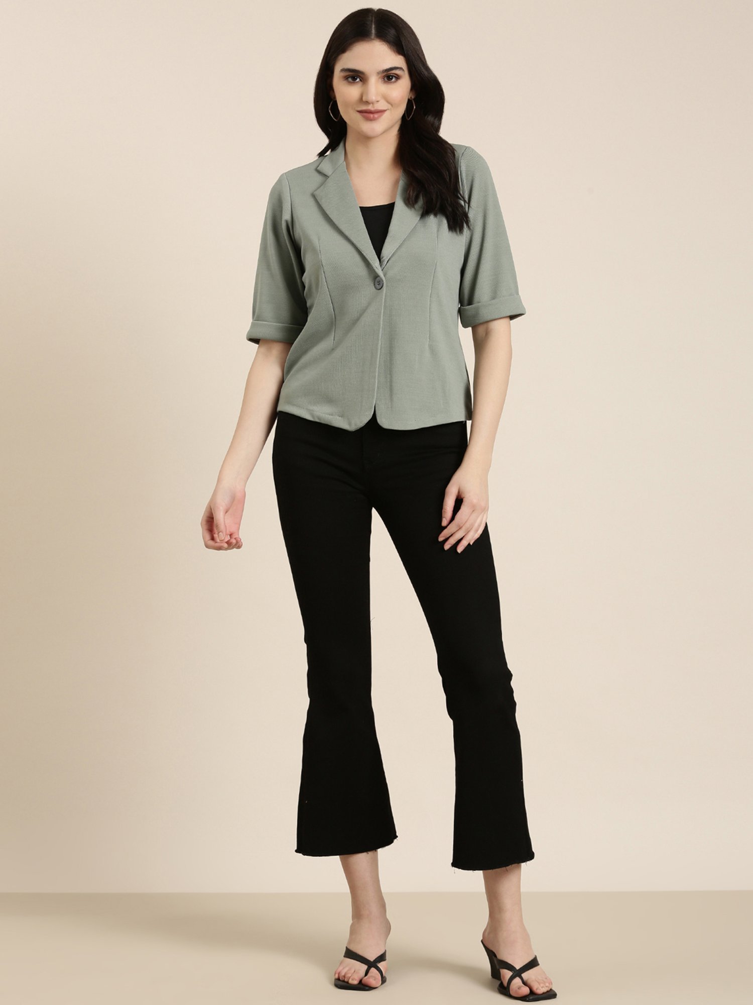 SHOWOFF Sea Green Cotton Blazer