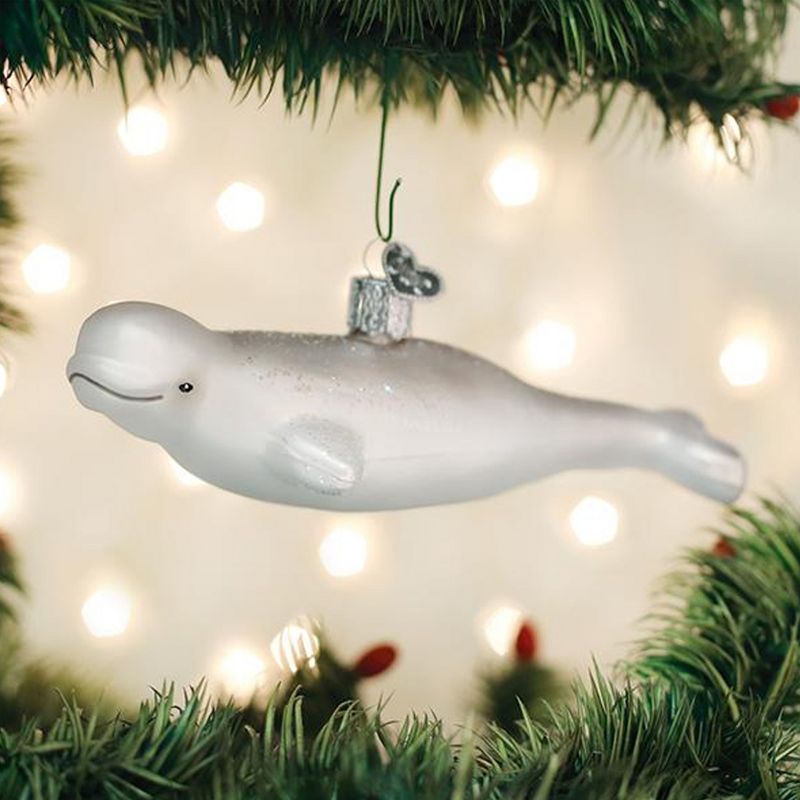 Old World Christmas 1.75" Beluga Whale Melon Head White  -  Tree Ornaments