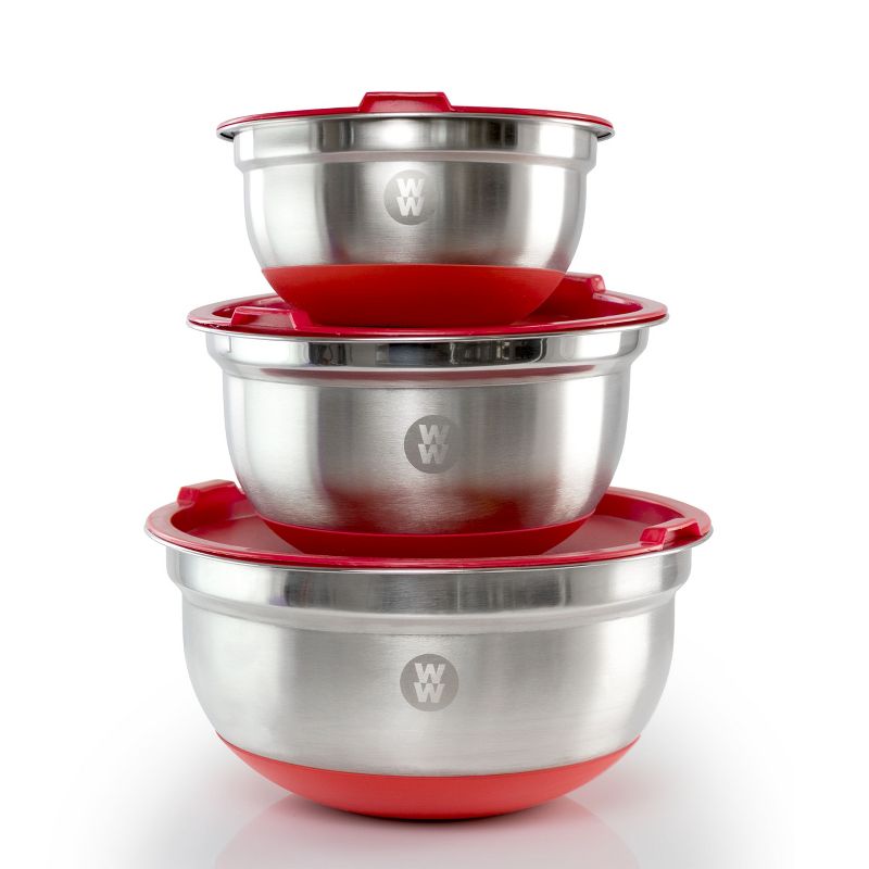Weight Watchers 6 Piece Stainless Steel Mixing Bowl Set with Lids