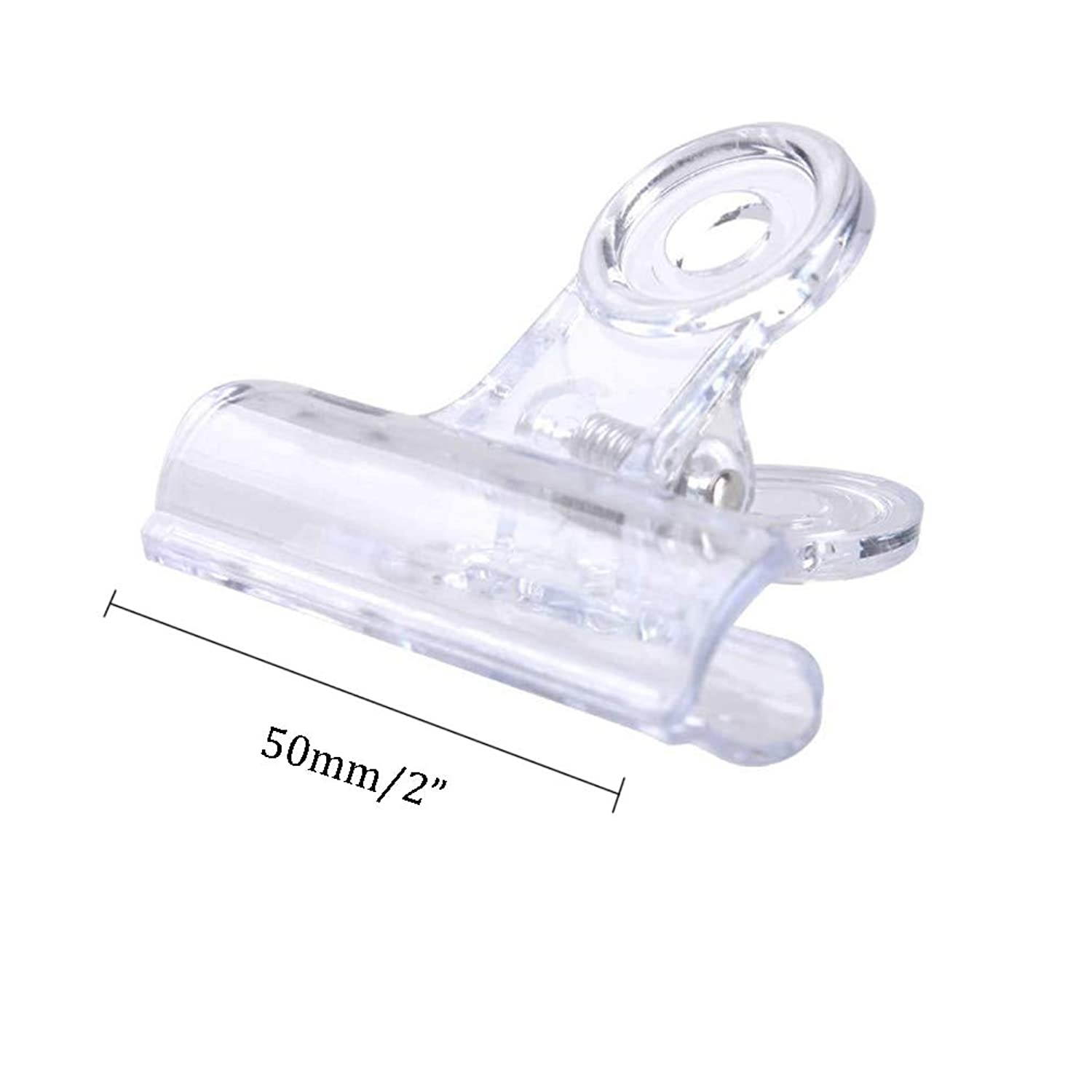 12 Pcs Translucent Plastic Clip Bulldog Binder Paper Clamps for Home Office School Shop Supplies for File Picture Photo Food Bags, 2 Inch