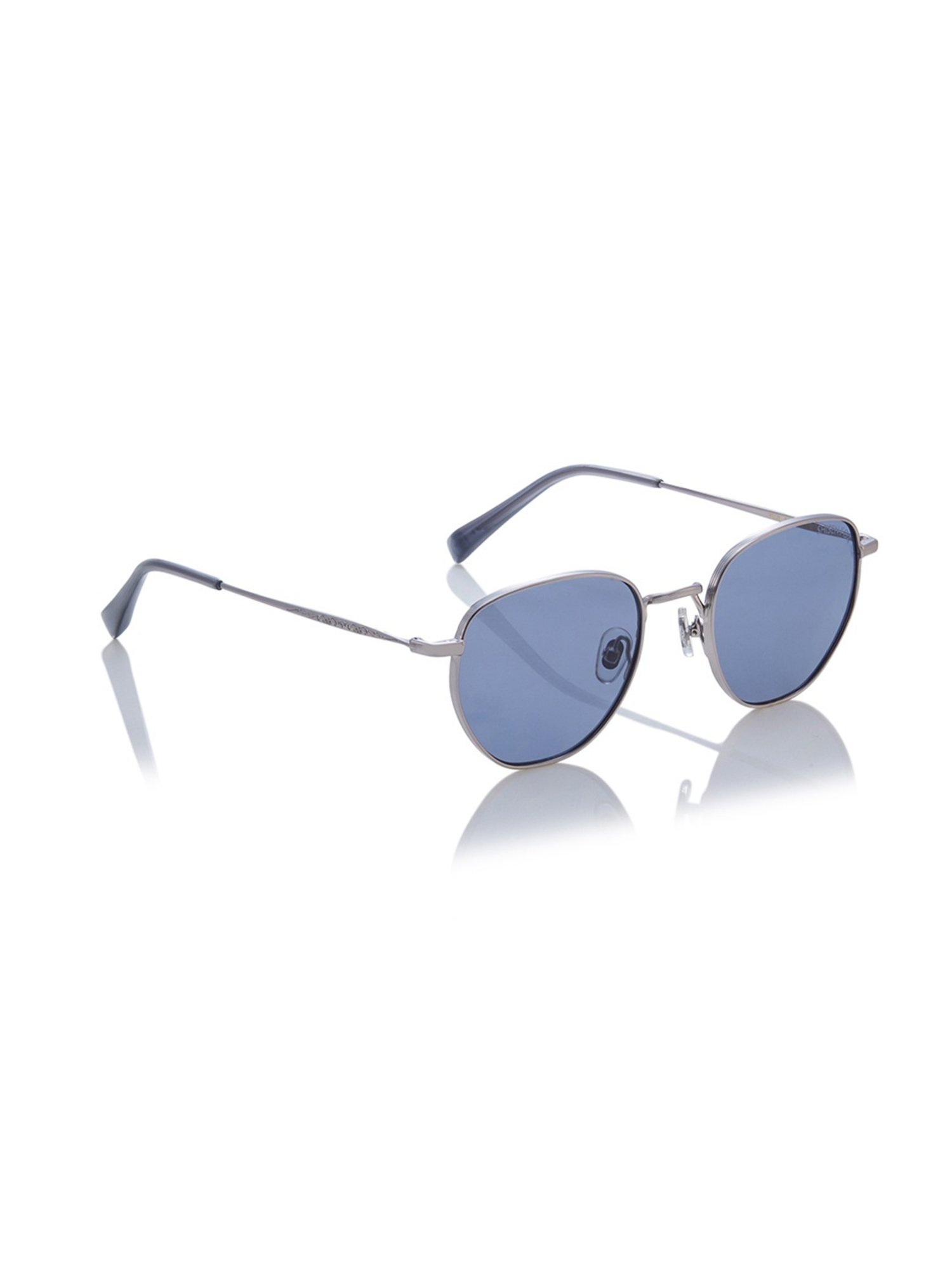 Shisen Fox Fuji Gun-Blue Round Unisex UV Protection Sunglasses -50 mm