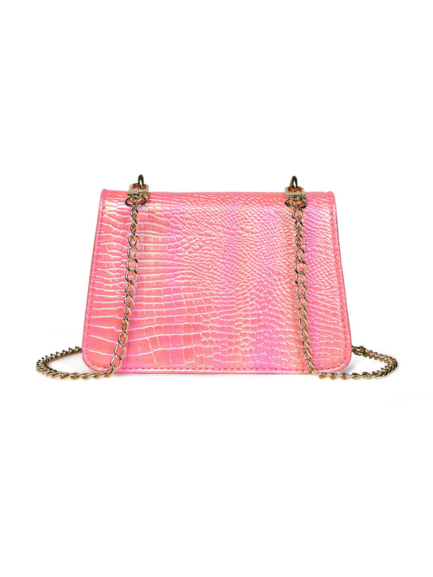 PELLE LUXUR Pink Animal Effect Small Shoulder Bag