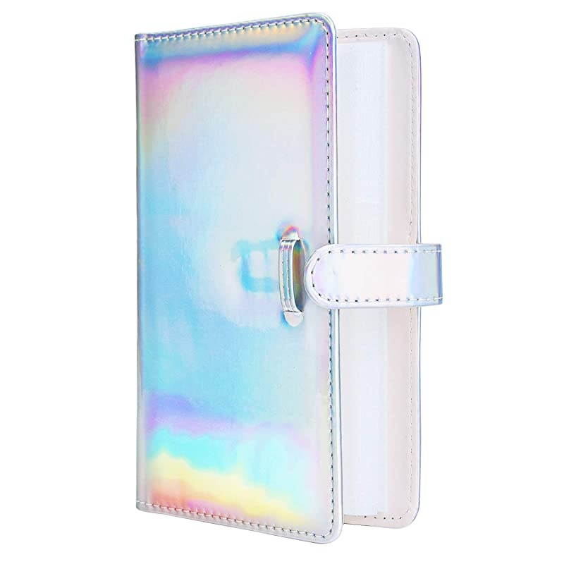 Wallet PU Leather Photo Album Compatible with Fujifilm Instax Mini 11 9 8 90 8+ 26 7s Instant Camera Film, Polaroid Snap Zip Z2300 PIC-300 Film (Bright Silvery)