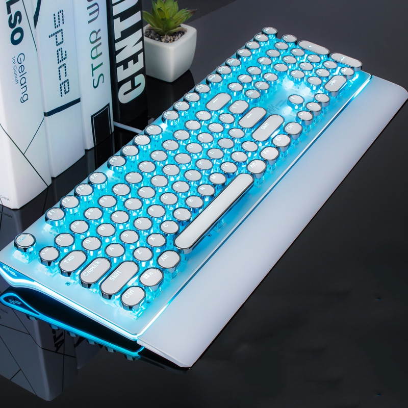 Royal Kludge RKS108 Retro Punk Version RGB Backlit USB Wired Mechanical Gaming Keyboard, N-key Rollover