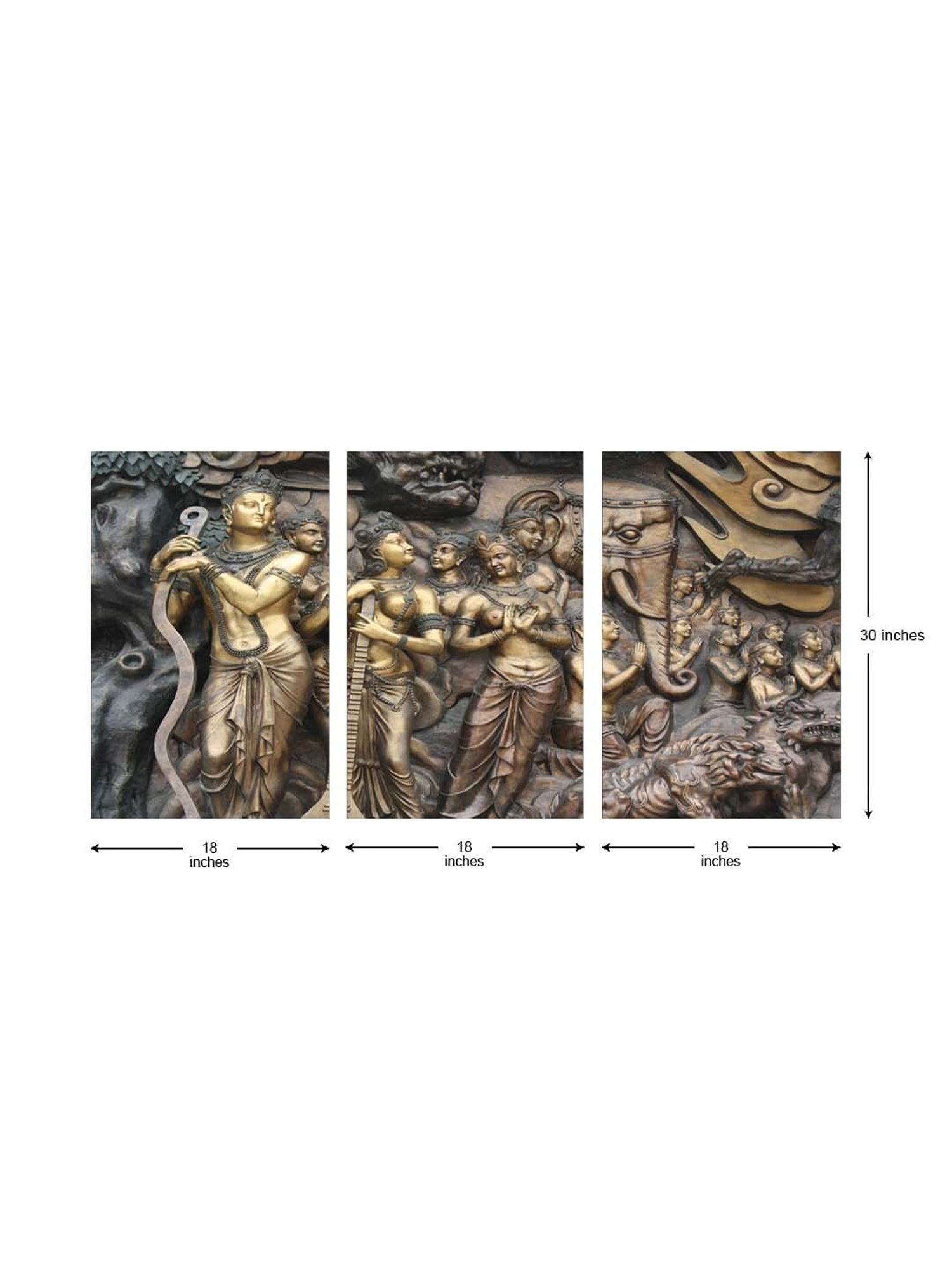 999Store Brown & Gold Men's and Women's Mural Art 3 Frame Canvas Paintings