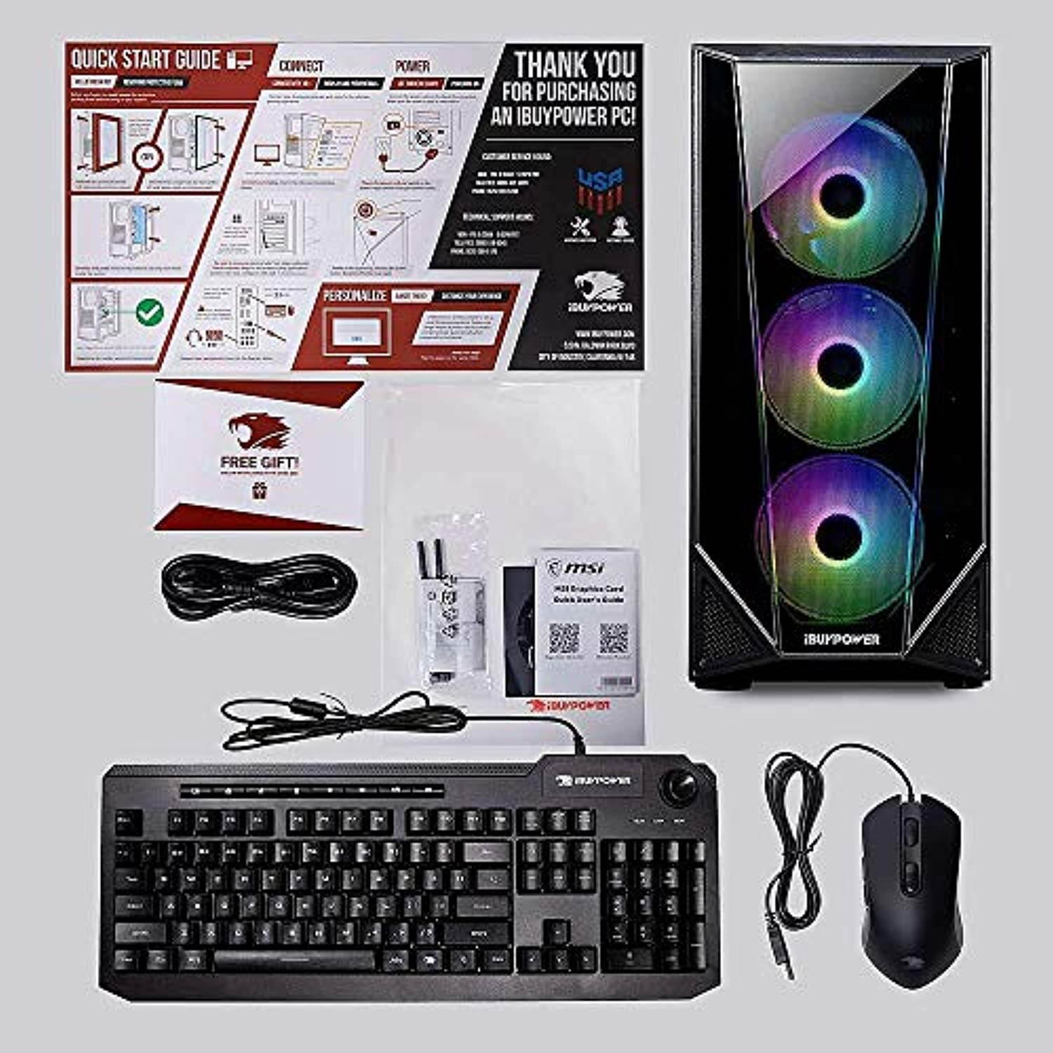 iBUYPOWER Desktop Gaming Computer | Intel Core i7-10700F | NVIDIA GeForce GTX 1660Ti | 16GB DDR4 Memory | 480GBSSD +1TBHDD | Mouse and Keyboard | Windows 10 | with Woov Accessory Bundle