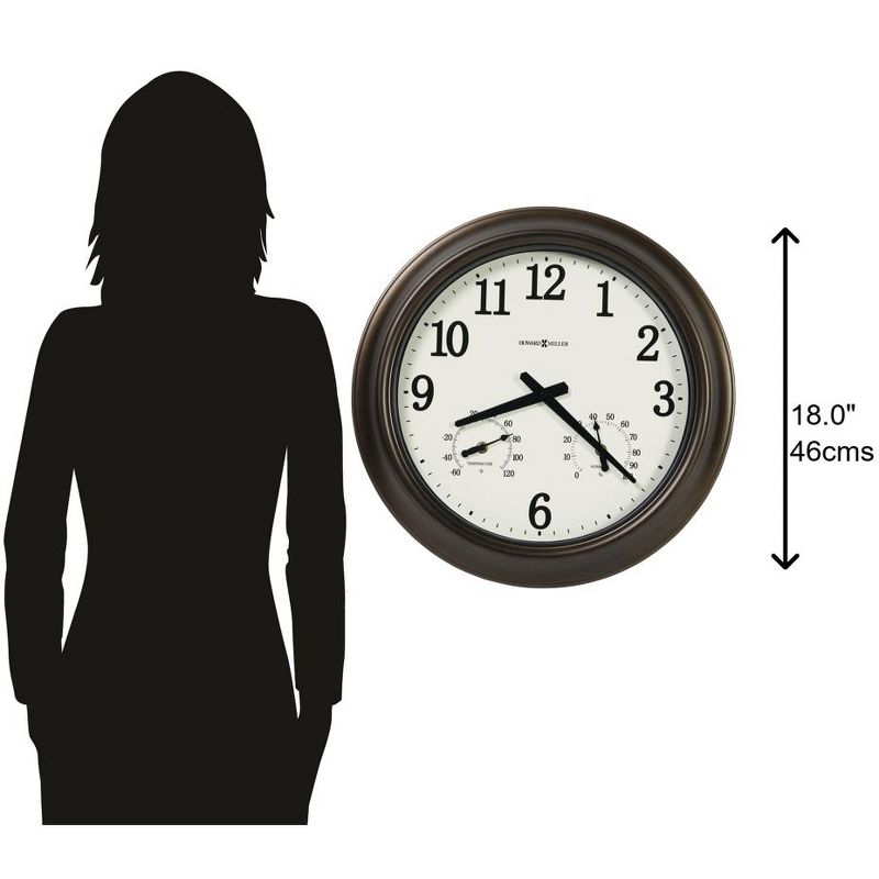 18"  Metal Outdoor / Indoor Atomic Clock with Thermometer - Weathered Black Finish - Acurite