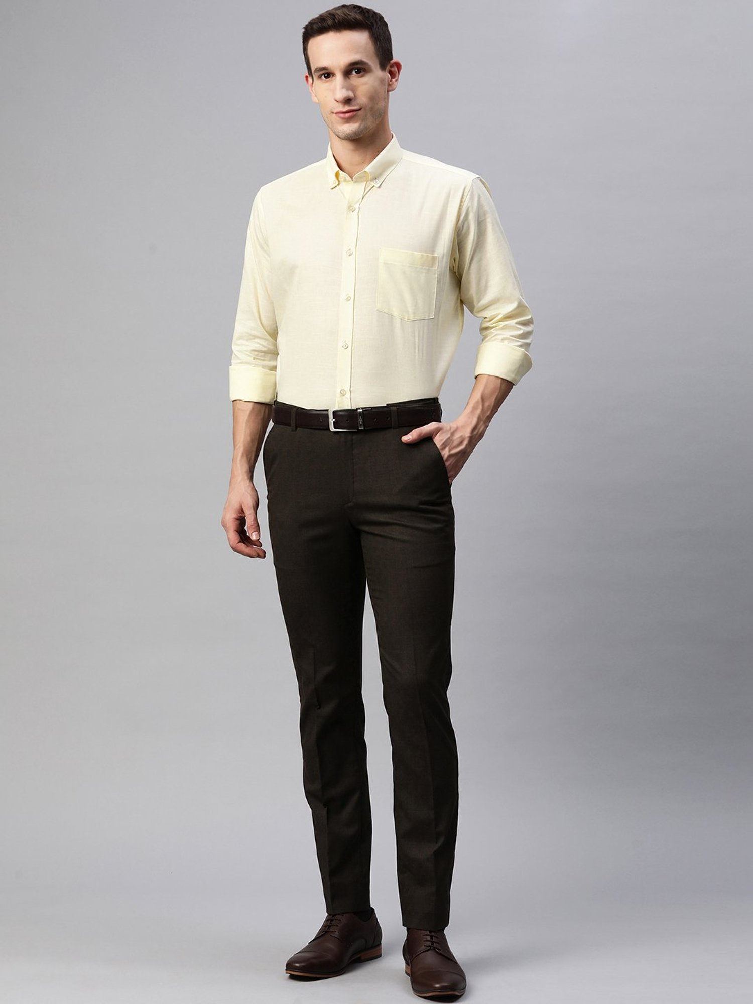 ManQ Yellow Regular Fit Shirt