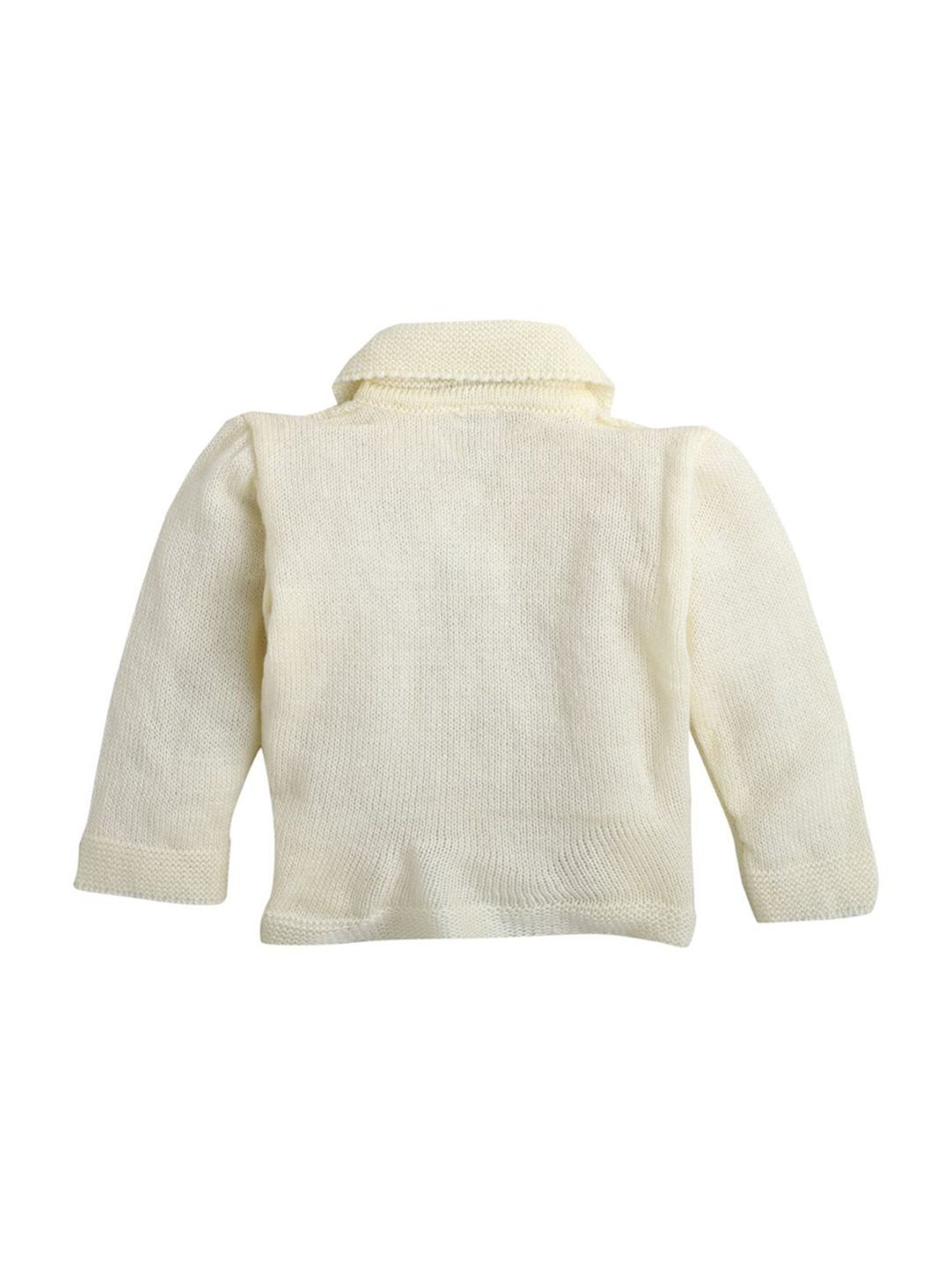 Little Angels Kids Cream Textured Pattern Full Sleeves Sweater Set