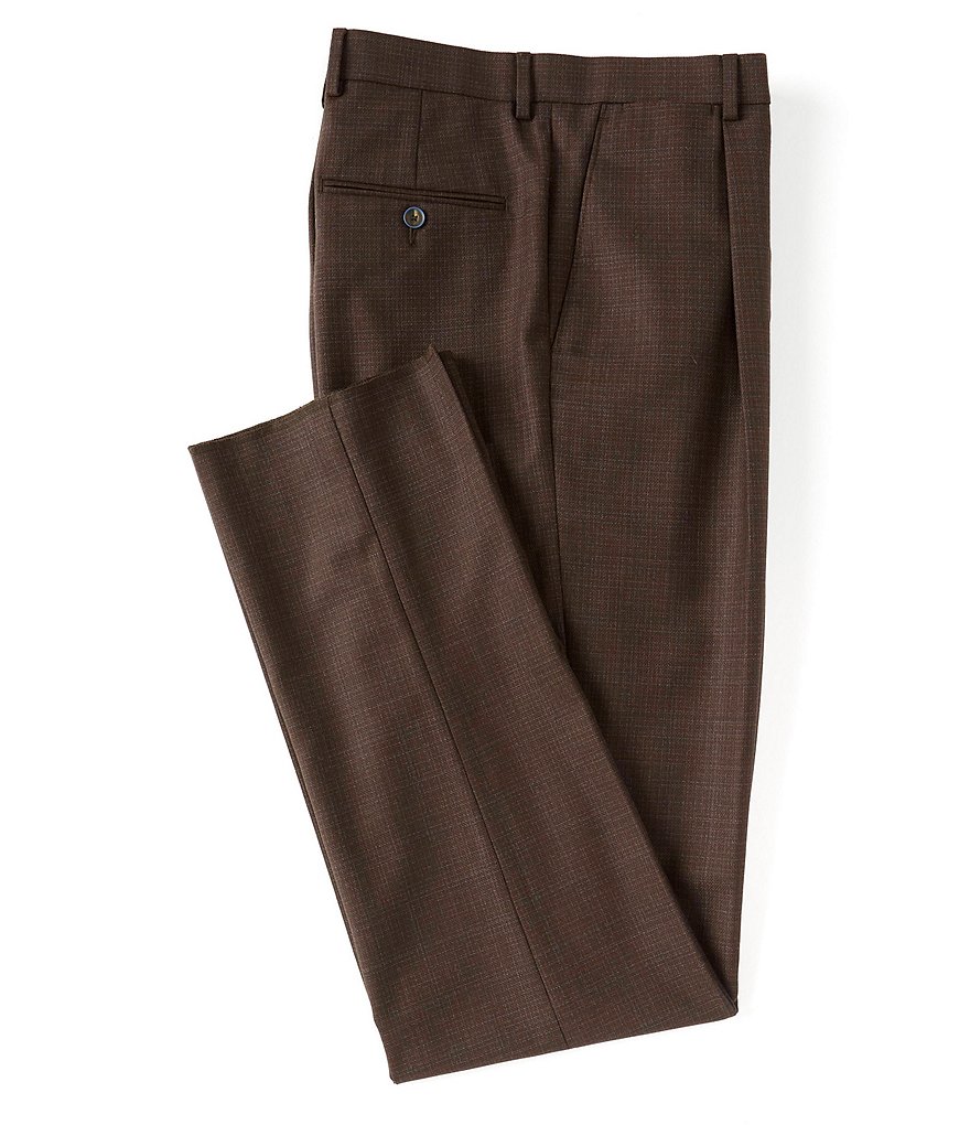 Hart Schaffner Marx Tailored Classic Fit Pleated Solid Wool Dress Pants