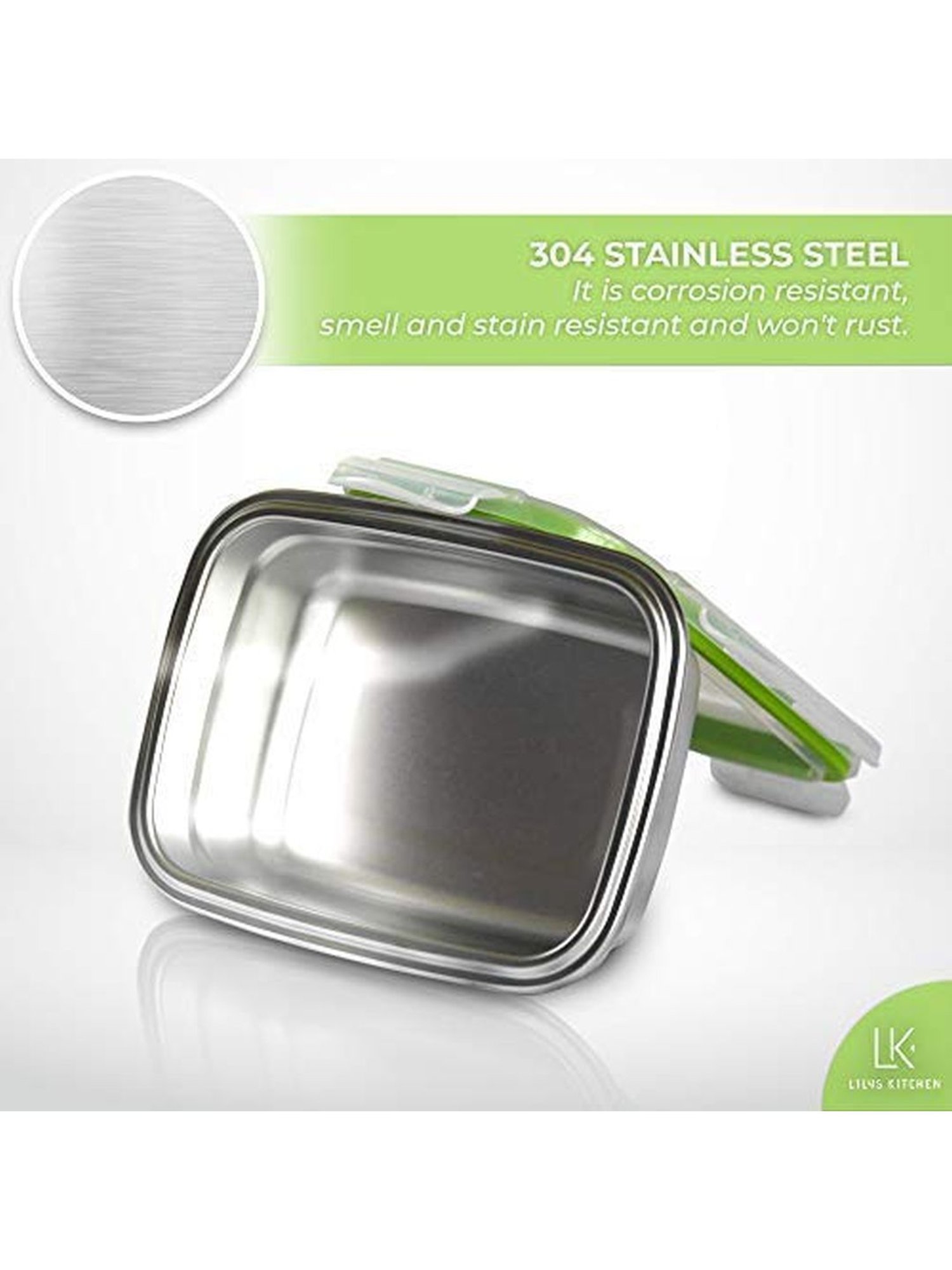 Femora High Steel Rectangular Lunch Box with Air Tight Lid (850 ml) - Set of 1