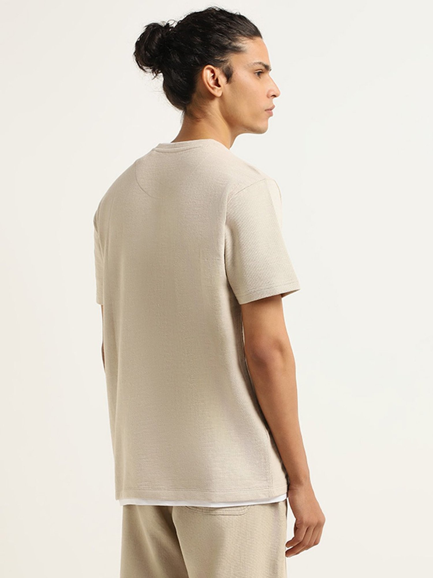 ETA by Westside Beige Henley Slim Fit T-Shirt