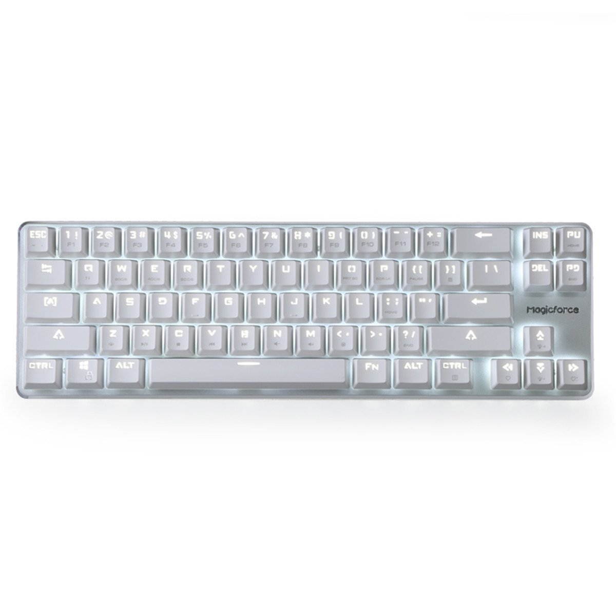 Mechanical Gaming Keyboard GATERON Brown Switch Wired Backlit Mechanical Mini Design (60%) 68 Keys Keyboard White Silver