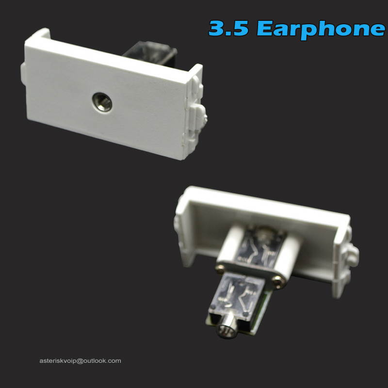 Wall Plate Cover with 3 x 3.5 Earphone Modules Connectors Plug/Jack White Wall Mount Faceplate Holder for Cabling System