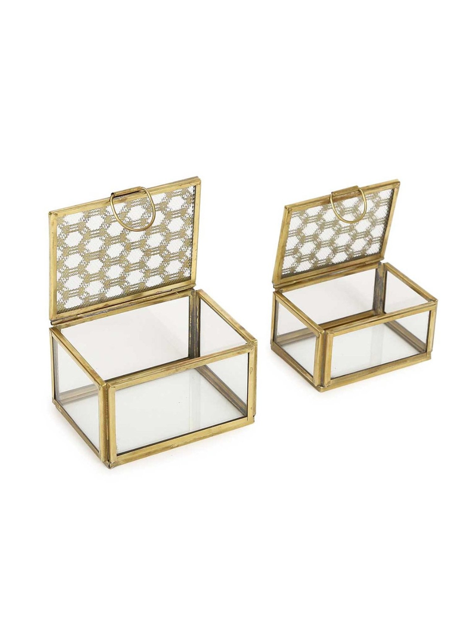 Home4U Gold Glass Small Kaori Antique Box