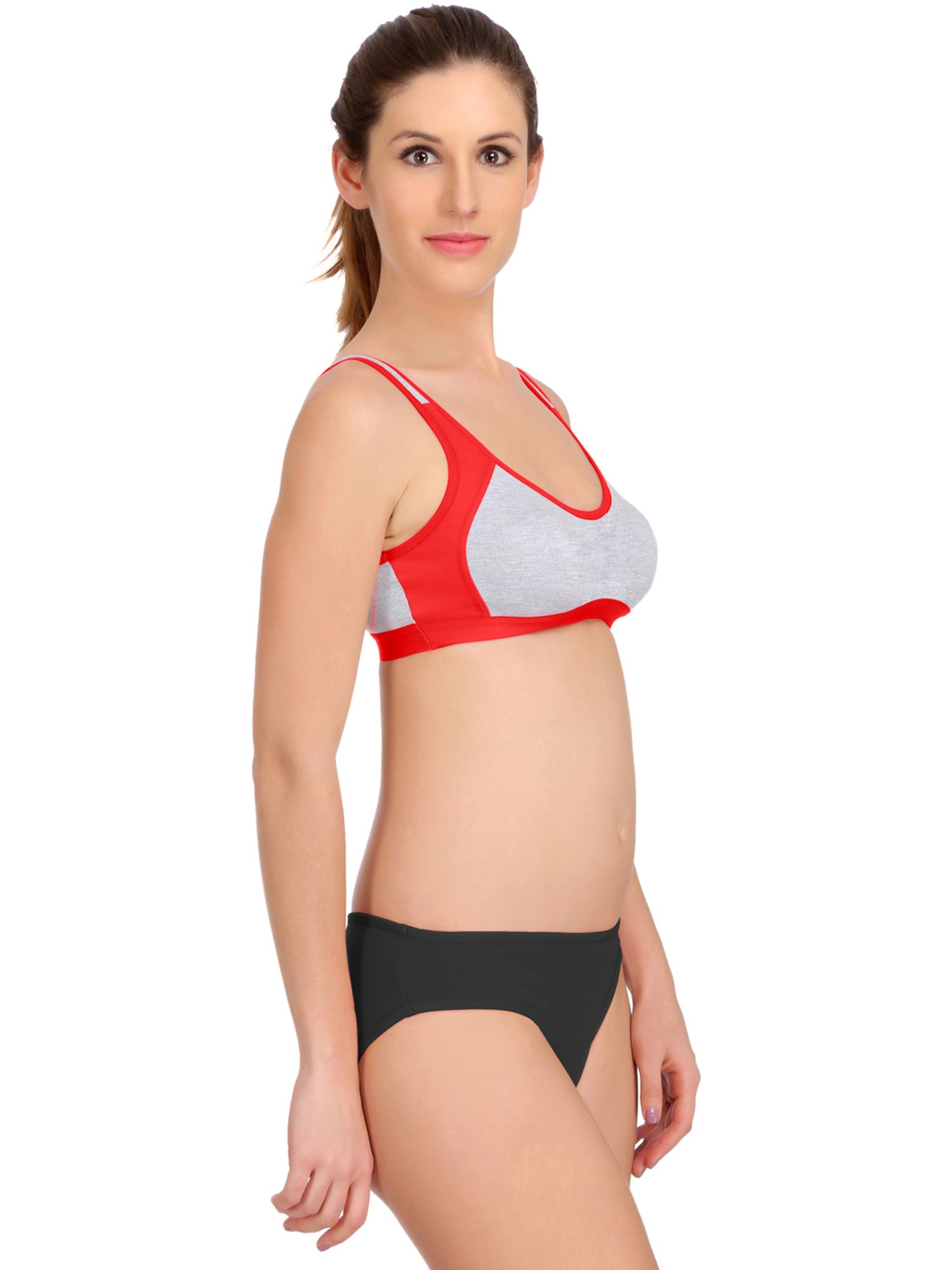 mod & shy Black Self Pattern Lingerie Set