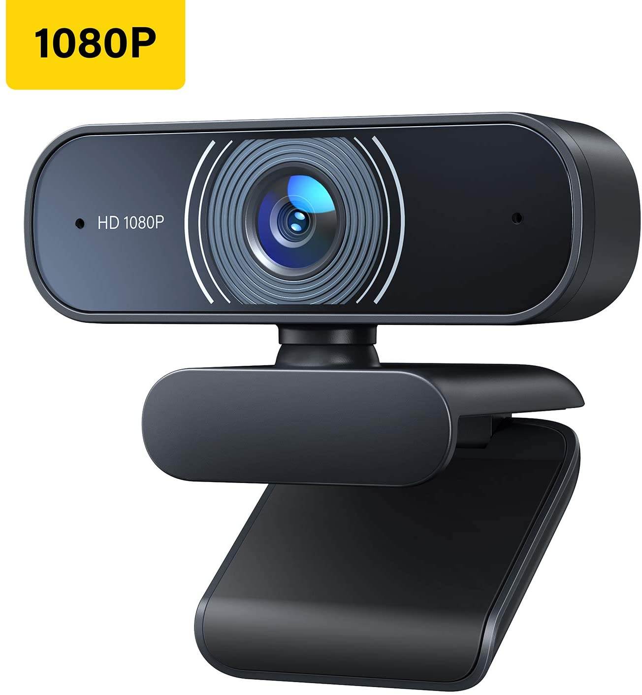 1080P Webcam, Dual Built-in Microphones, Full HD Video Camera for Computers PC Laptop Desktop, USB Plug and Play, Conference Video Calling, Streaming