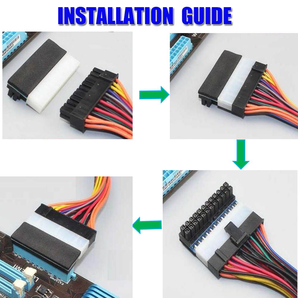 Vibob ATX 24 Pin Female to 24 pin Male Adapter for Desktop PC Power Supply(L angle)