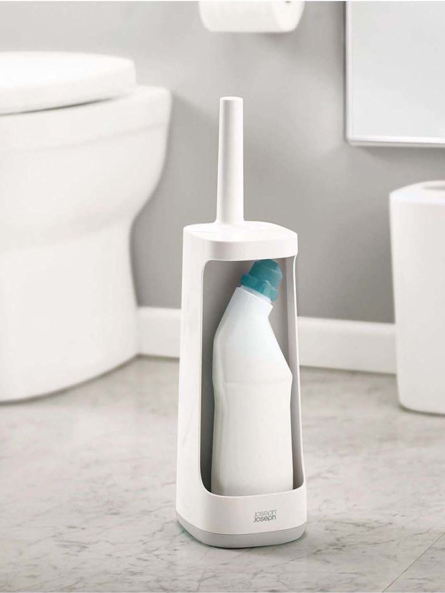 Joseph Joseph White & Grey Plastic Toilet Brush With Caddy