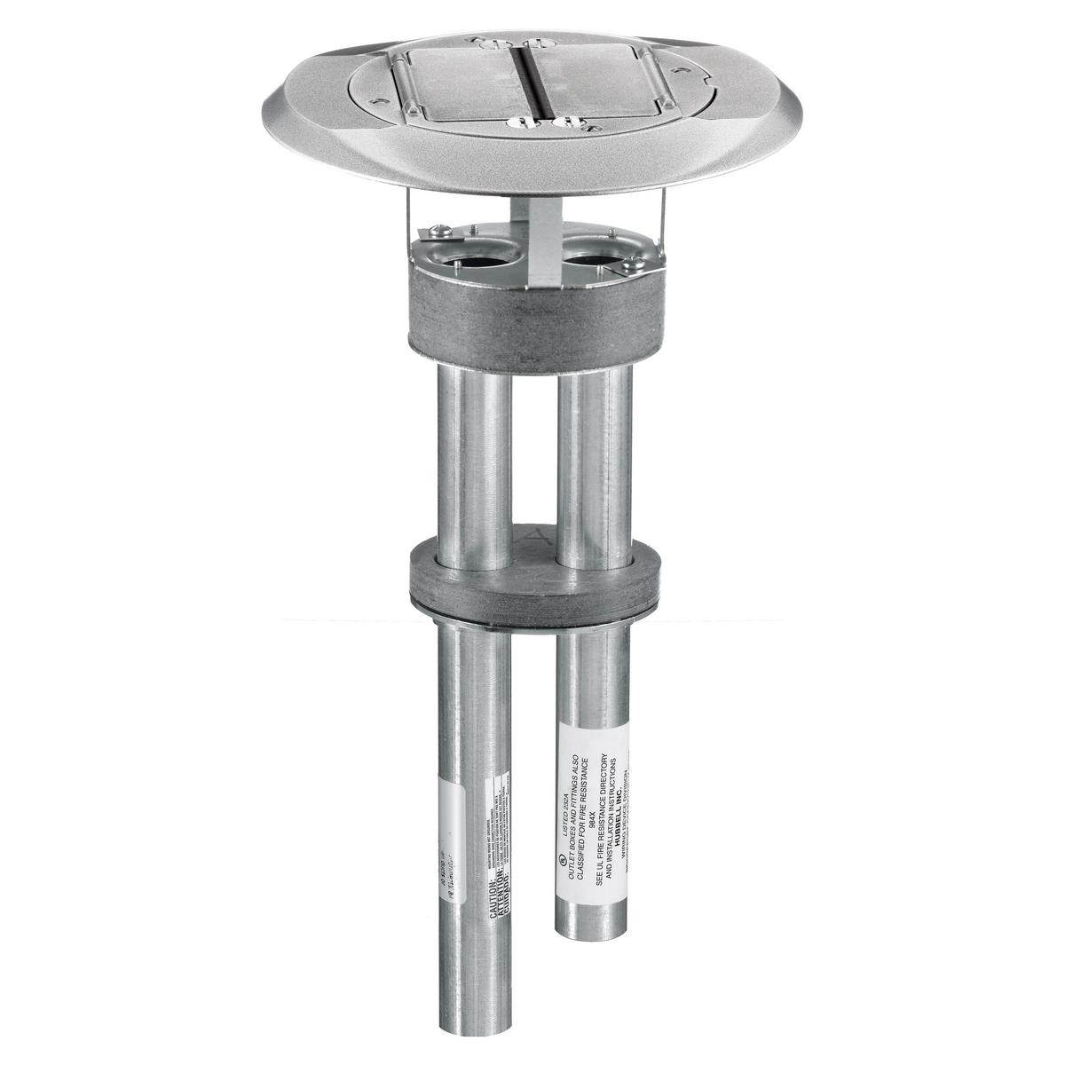 HUBBELL WIRING DEVICE-KELLEMS S1PTAL Poke Through,Steel and Aluminum,2-Gang