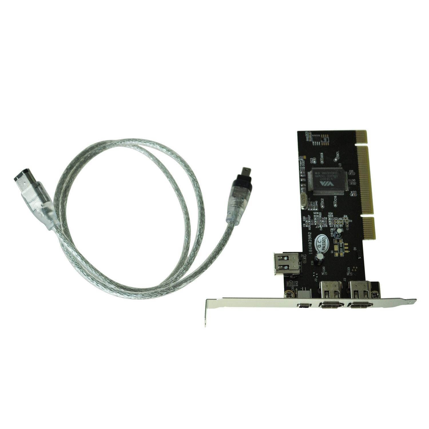 New PCI FireWire IEEE 1394 3 & 1 Port Card & 4/6 Pin Cable