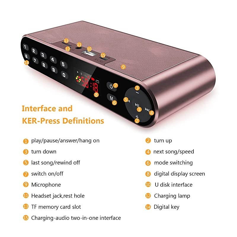 Bluetooth Speakers with FM Radio MP3 Player Stereo Portable Wireless Speaker Dual Drivers with HD Sound Builtin Microphone High Definition Audio and Enhanced Bass Pink