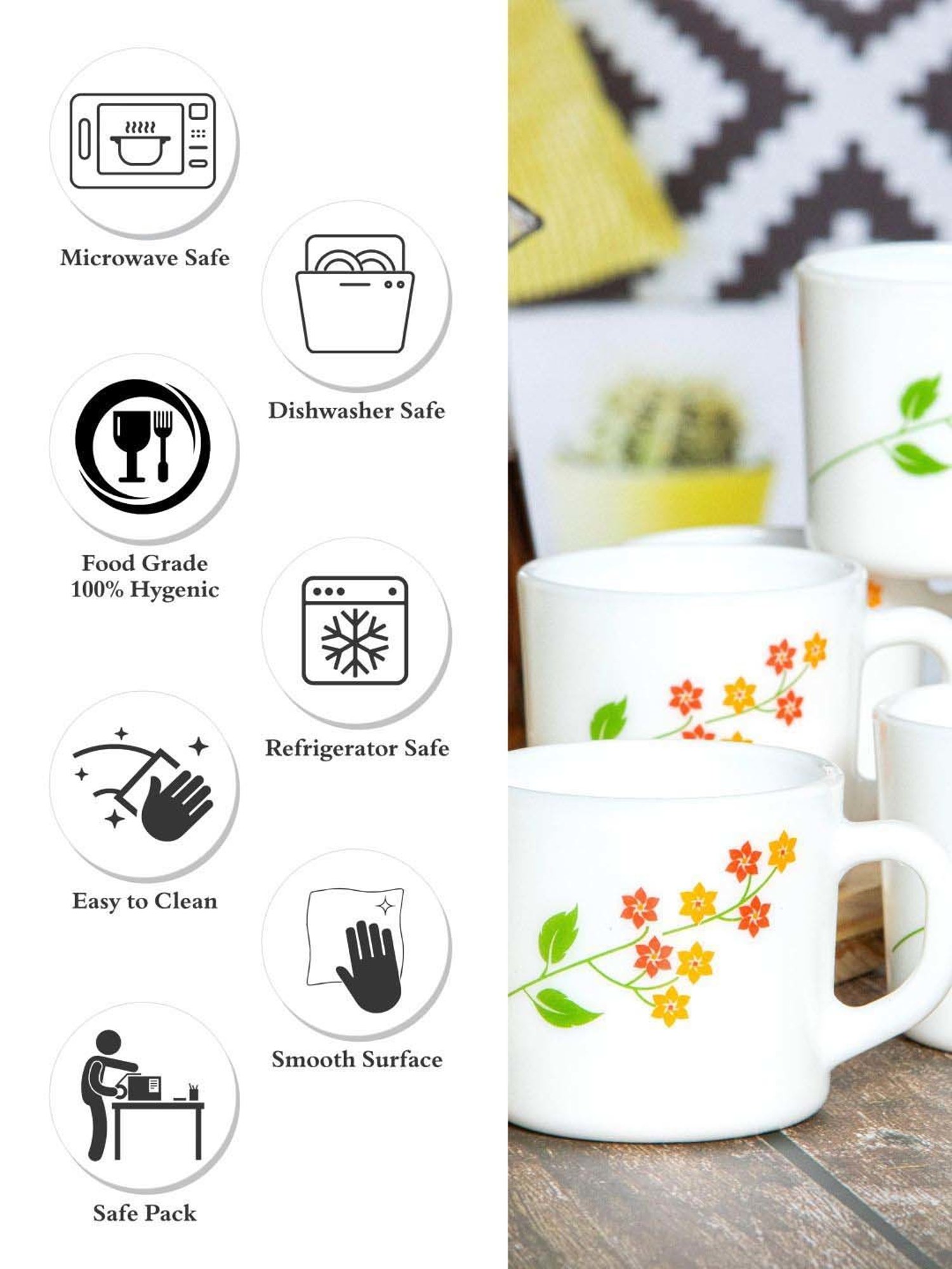 Cello Multicolor Glass Coffee Mug (0.1 L) - Set of 6