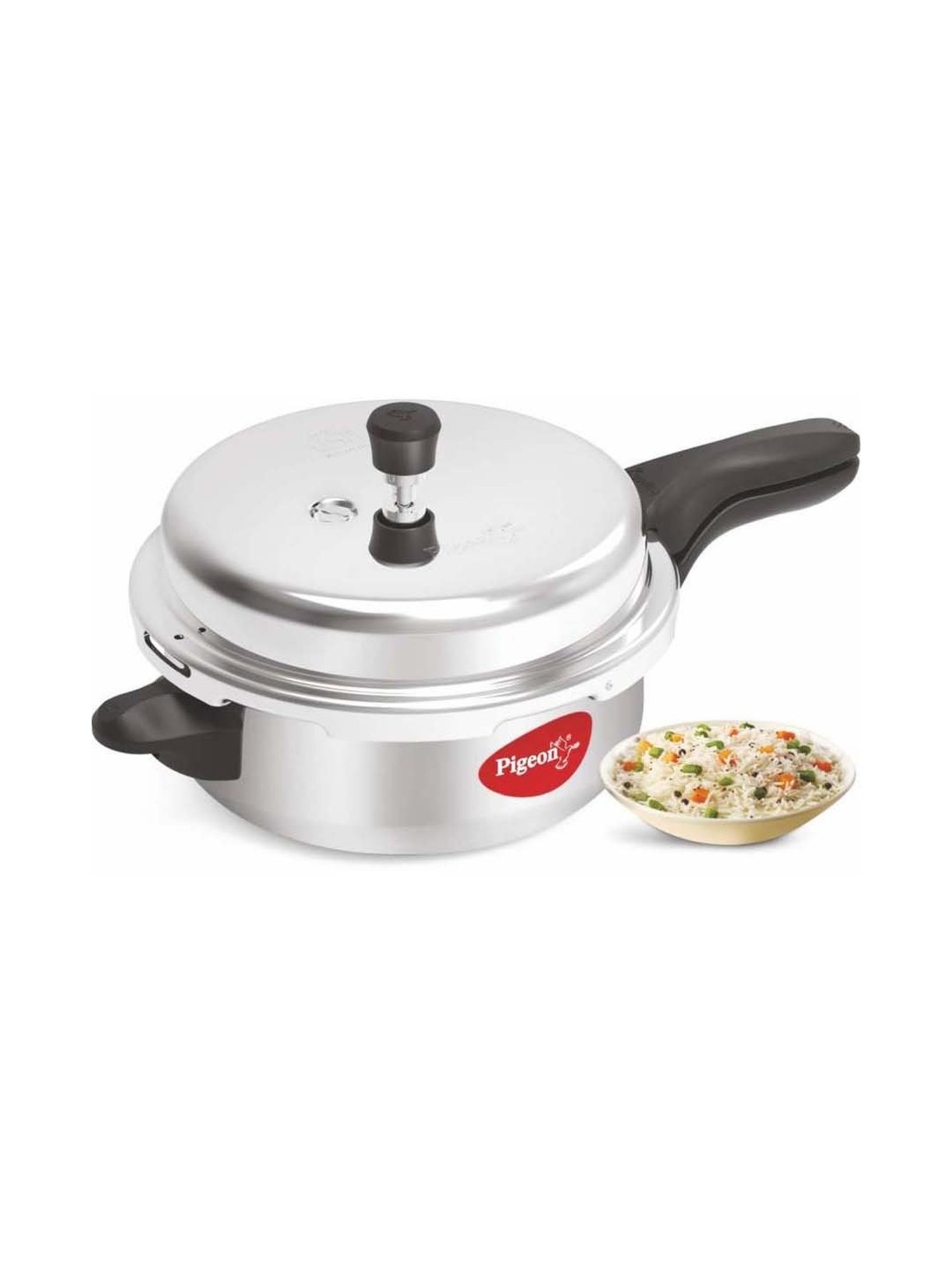 Pigeon Silver & Black Aluminium Pressure Cooker (6 L) - Set of 1
