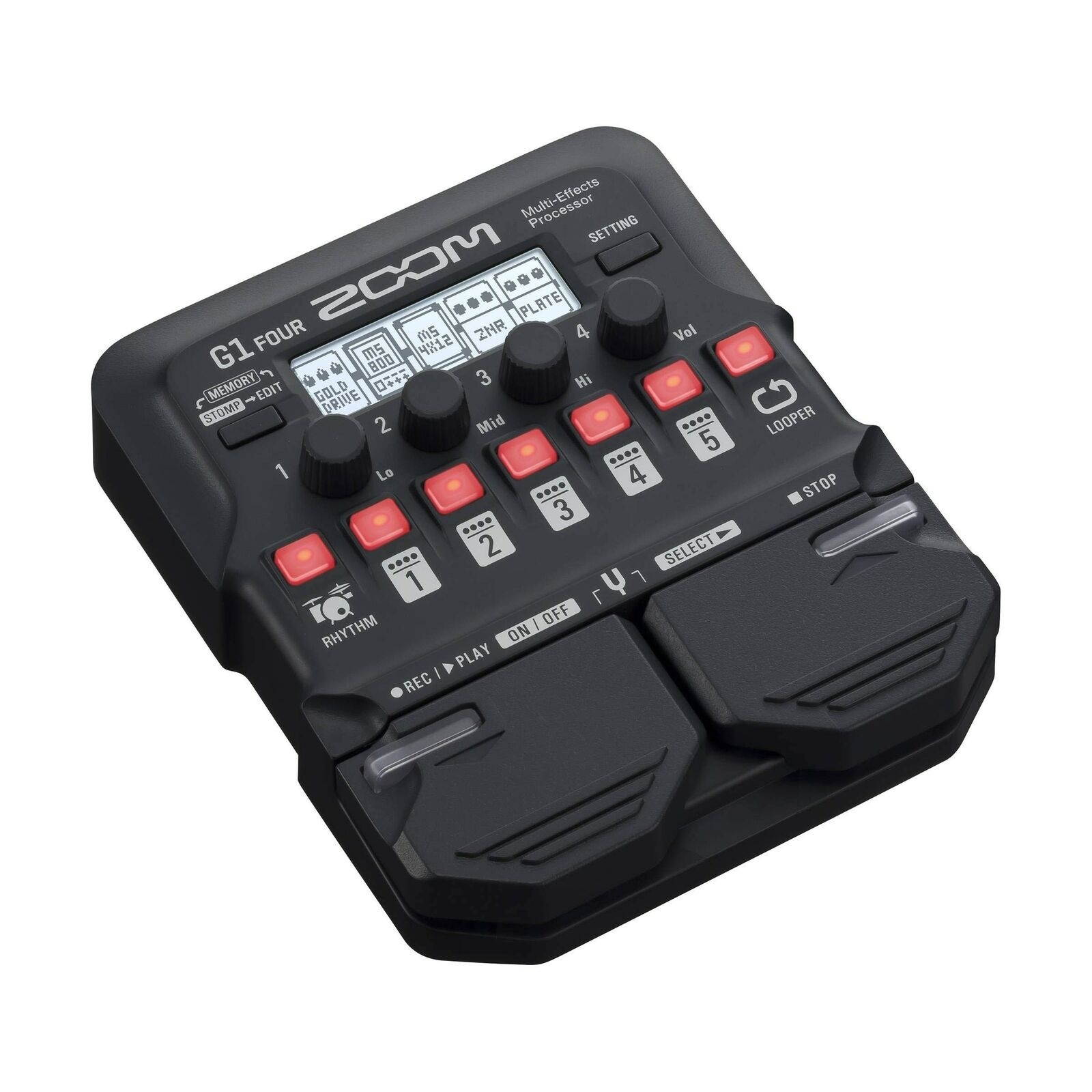 Zoom G1 Four Guitar Multi-Effects Processor + AA Batteries, Cables and Fibert...