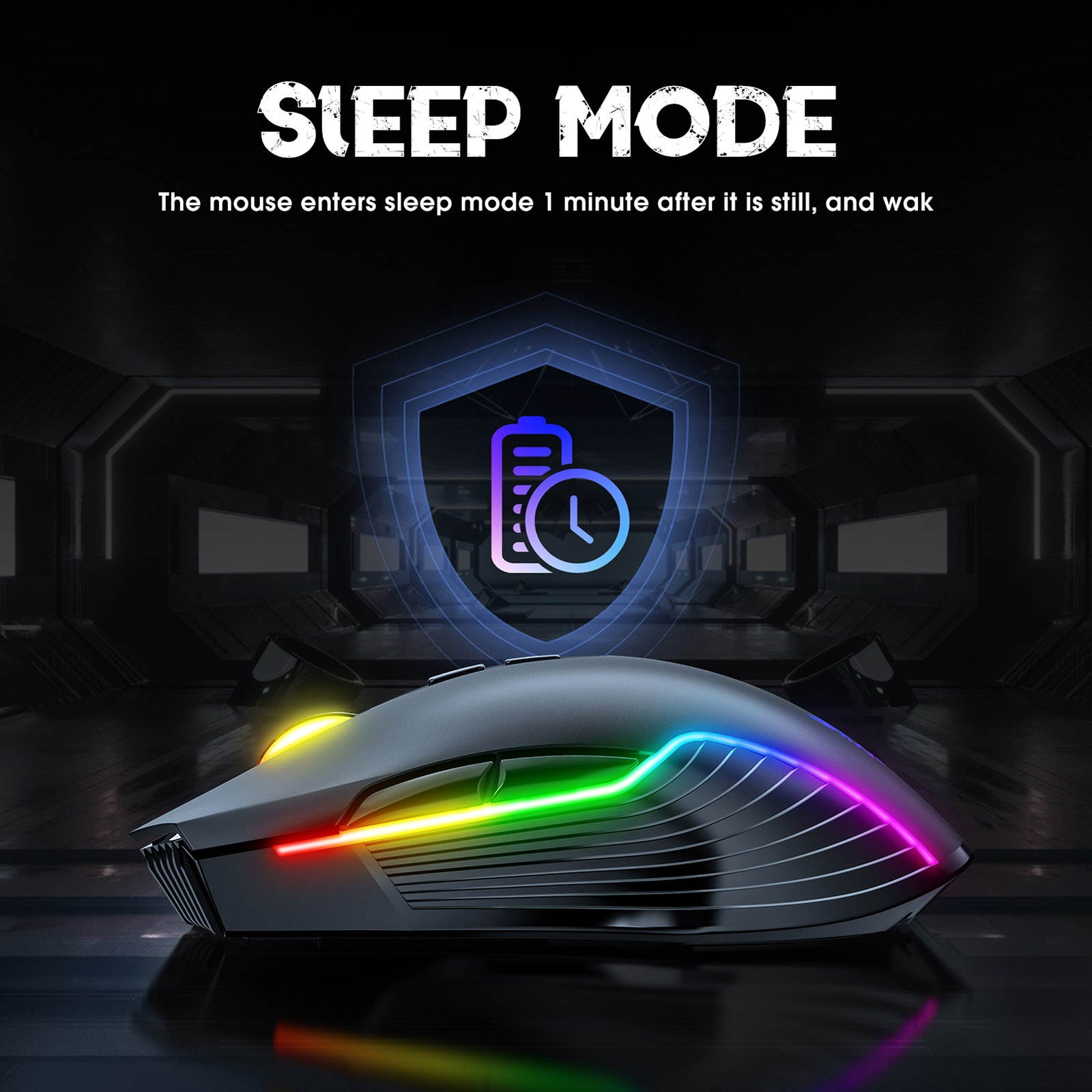 ONIKUMA CW905 2.4G Wireless Gaming Mouse RGB Backlit E-sports Mouse Optical Computer Mice 5 Adjustable DPI with 7 Programmable Buttons for Laptop Desktop PC Computer