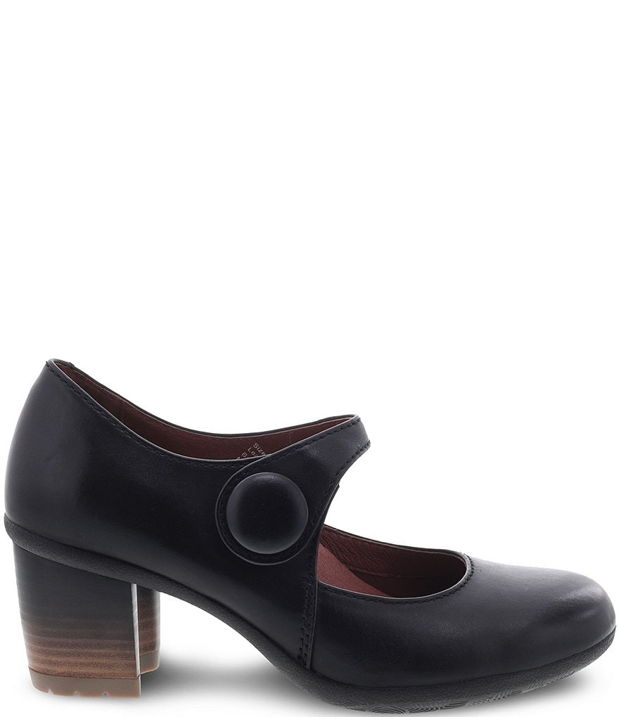 Deltan Tessa Croc-Embossed T-Strap Block Heel Pumps