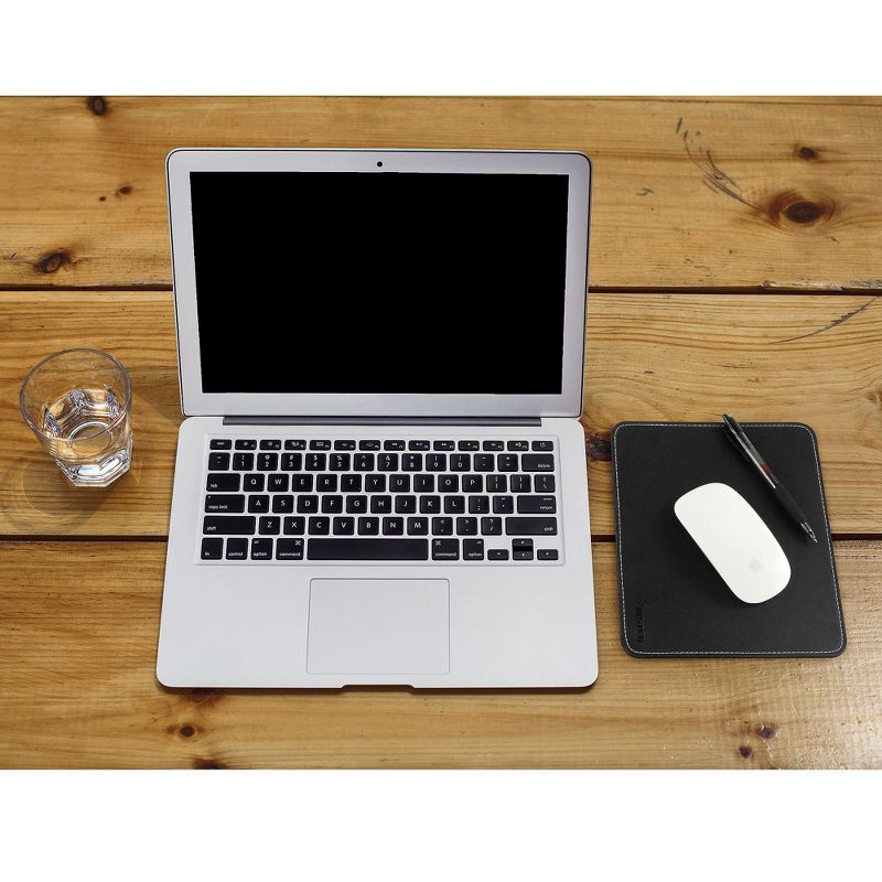 Insten Black Leather Mouse Pad with Anti-Slip Rubber Base & Waterproof Coating & Elegant Stitched Edges