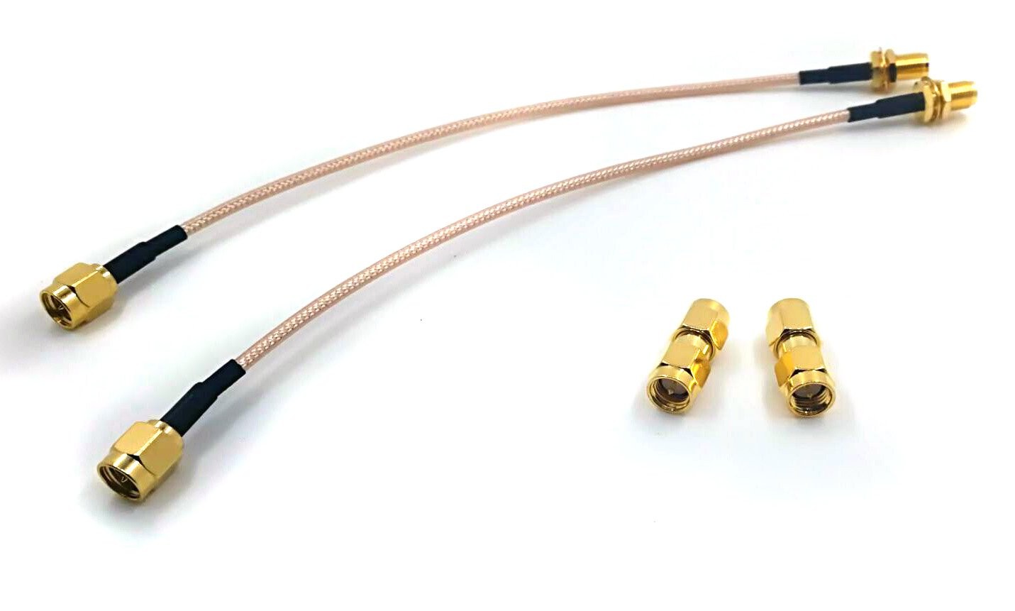 Connectors kit of 2pcs RF RG316 SMA Male to SMA Female Nut Bulkhead Crimp Antenna Low Loss Coaxial Cable 6"(15cm) and 2pcs of SMA Male to SMA Male Plug (SMA(F) to SMA(M) Cable + SMA(M) to SMA(M) Plug)