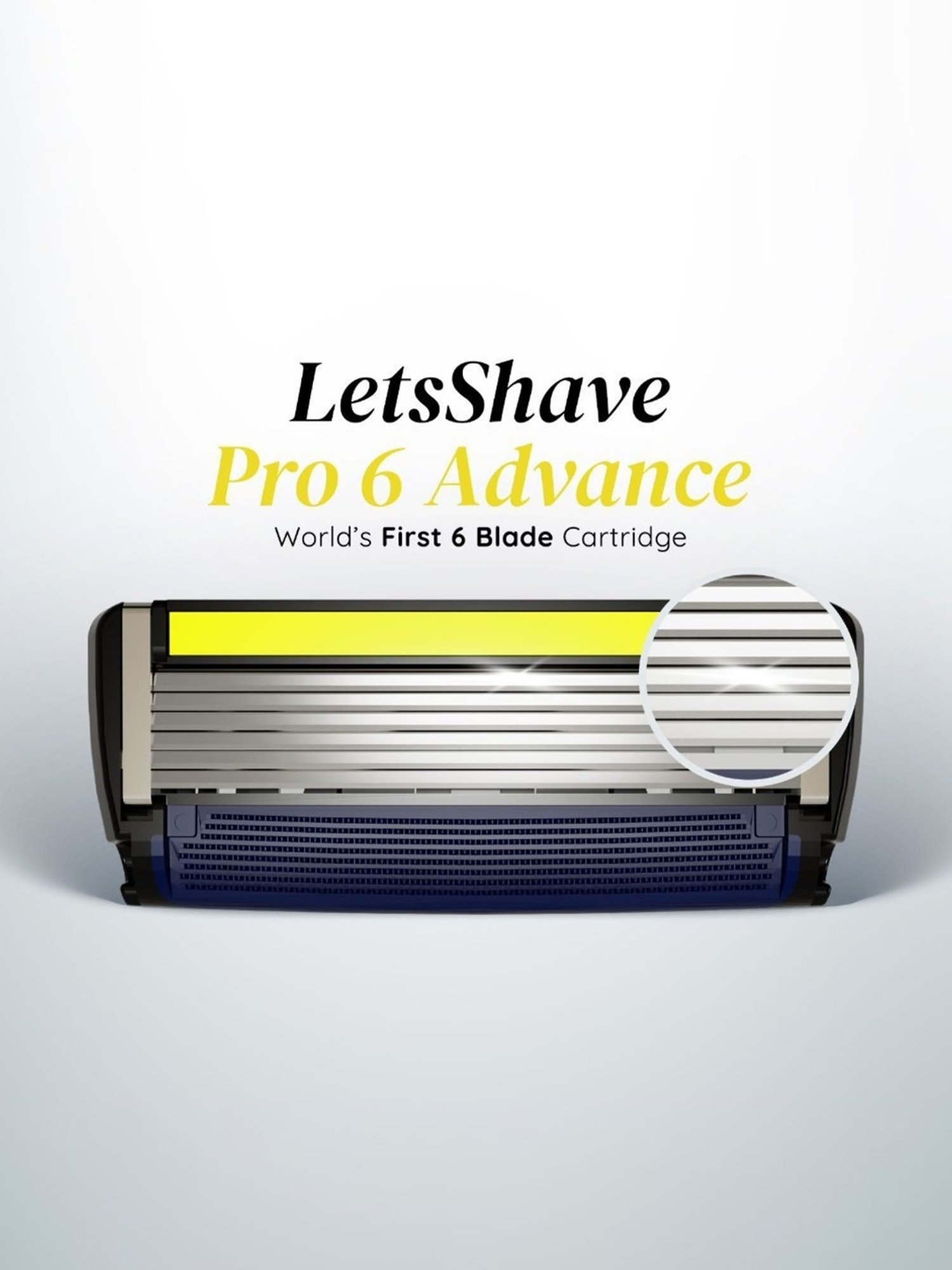 LetsShave Pro 6 Advance Shaving Blades - Pack of 4 (Yellow/Black)