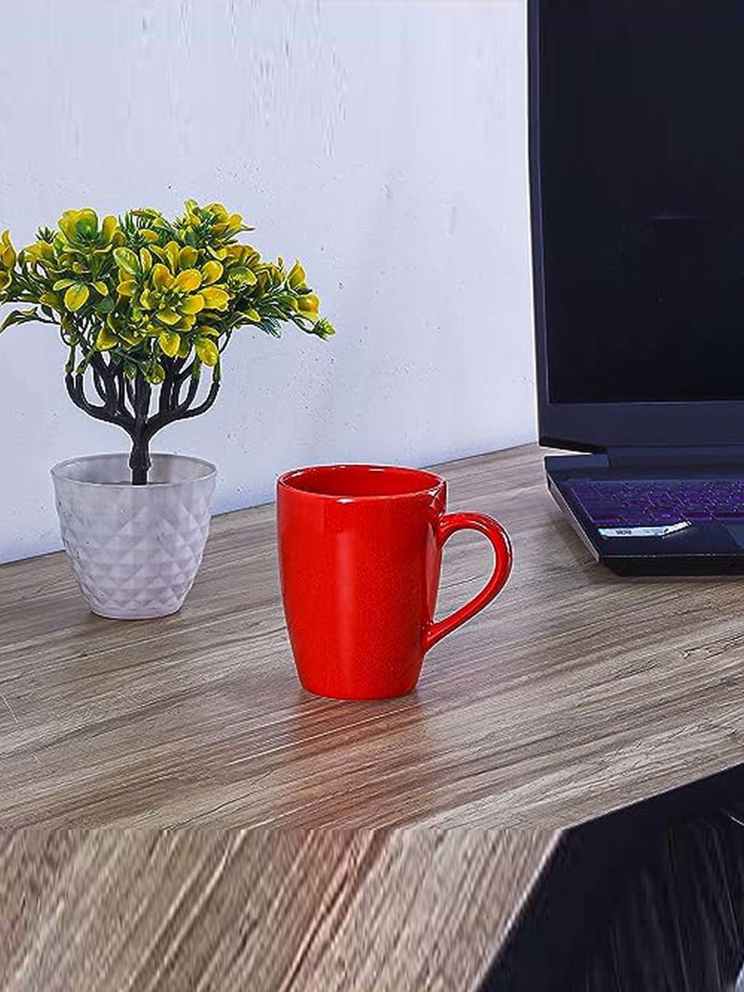 Femora Red Ceramic Coffee Mugs (0.36 L) - Set of 4