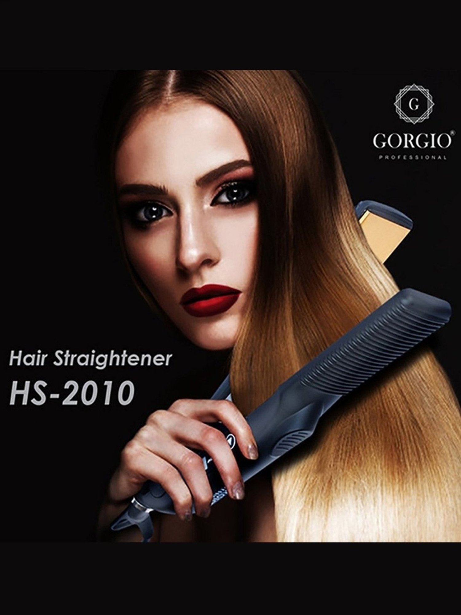 Gorgio Professional HS2010 Gold Plated Hair Straightener (Black)