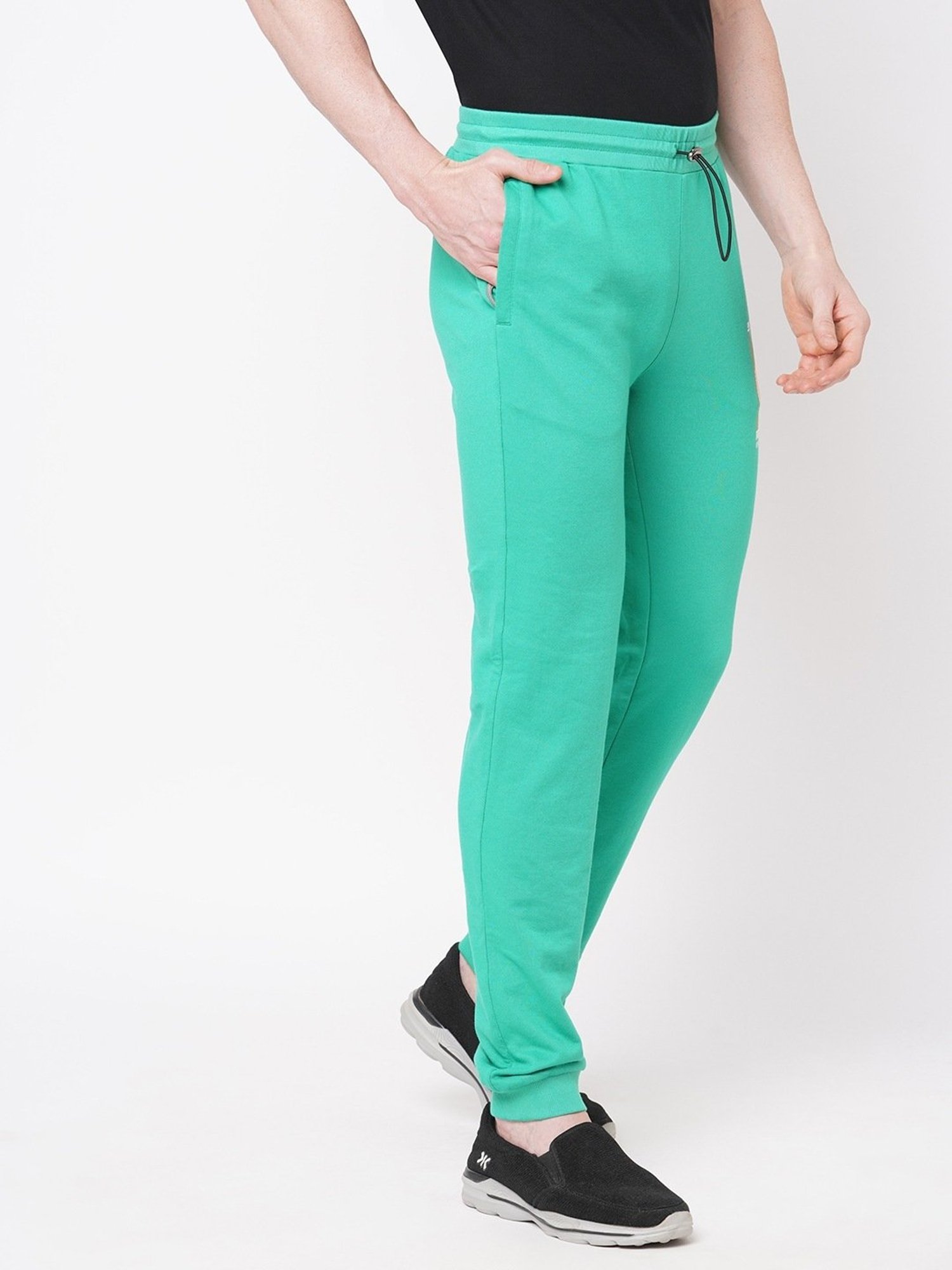 Fitz Sea Green Slim Fit Printed Joggers