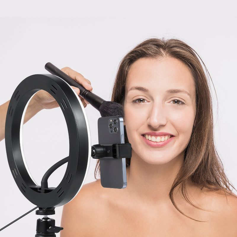 Dartwood Selfie Ring Light - 10 Inch LED Makeup Light with Adjustable Tripod Stand, Bluetooth Remote & Cell Phone Holder for iPhone and Android Phones
