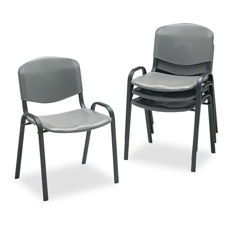 Safco Stacking Chairs Charcoal w/Black Frame 4/Carton 4185CH