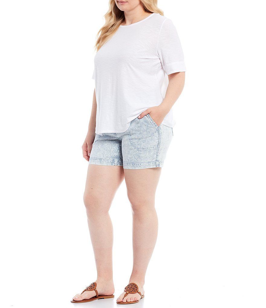 Westbound Plus Size the PARK AVE Fit Faded Blue and White Shorts